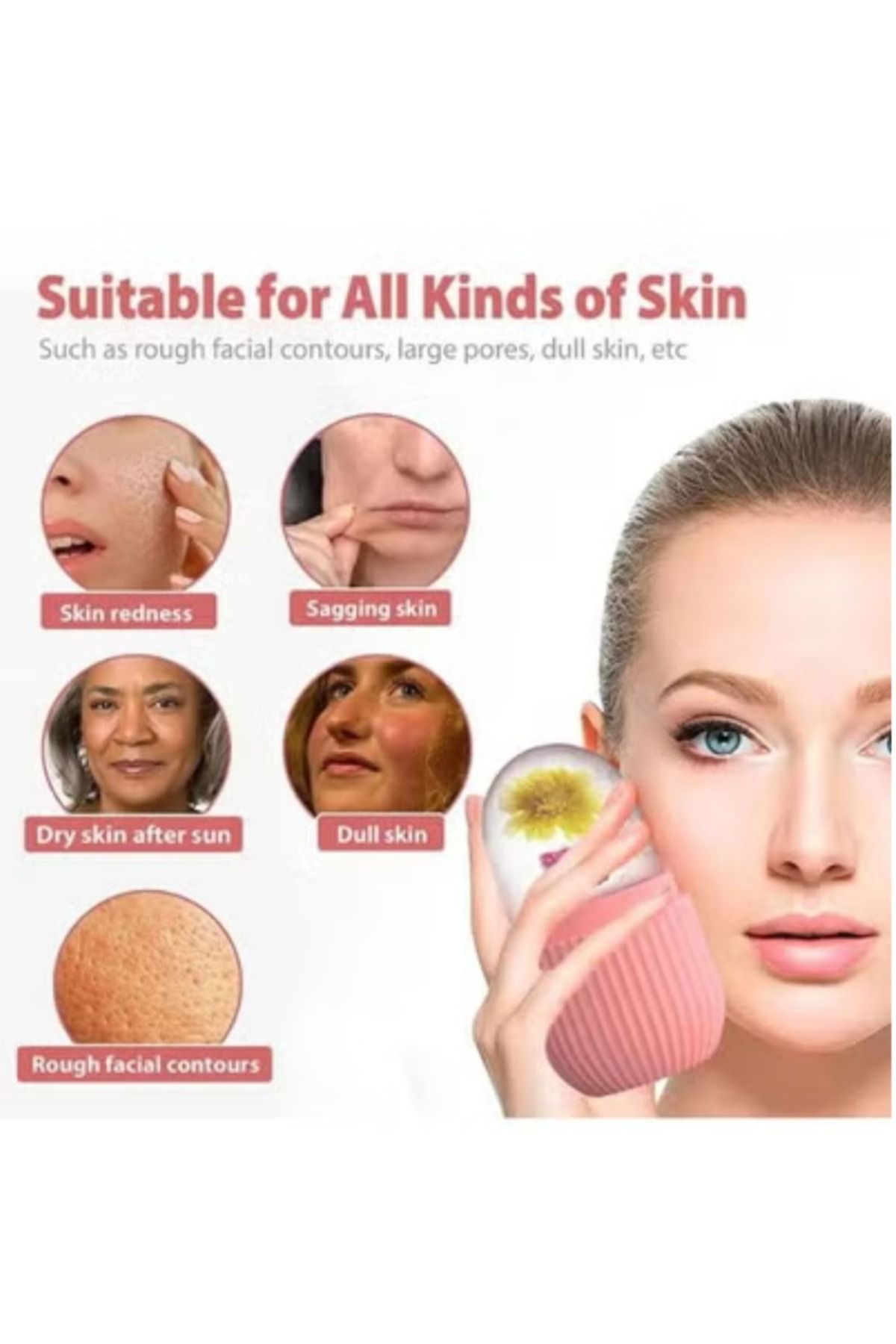 Prime by Javaudan-Ice Mold Ice Maker for Face with Anti-Leak & Drip System, Contour Cube Ice Roller, Silicone Ice Hold 6