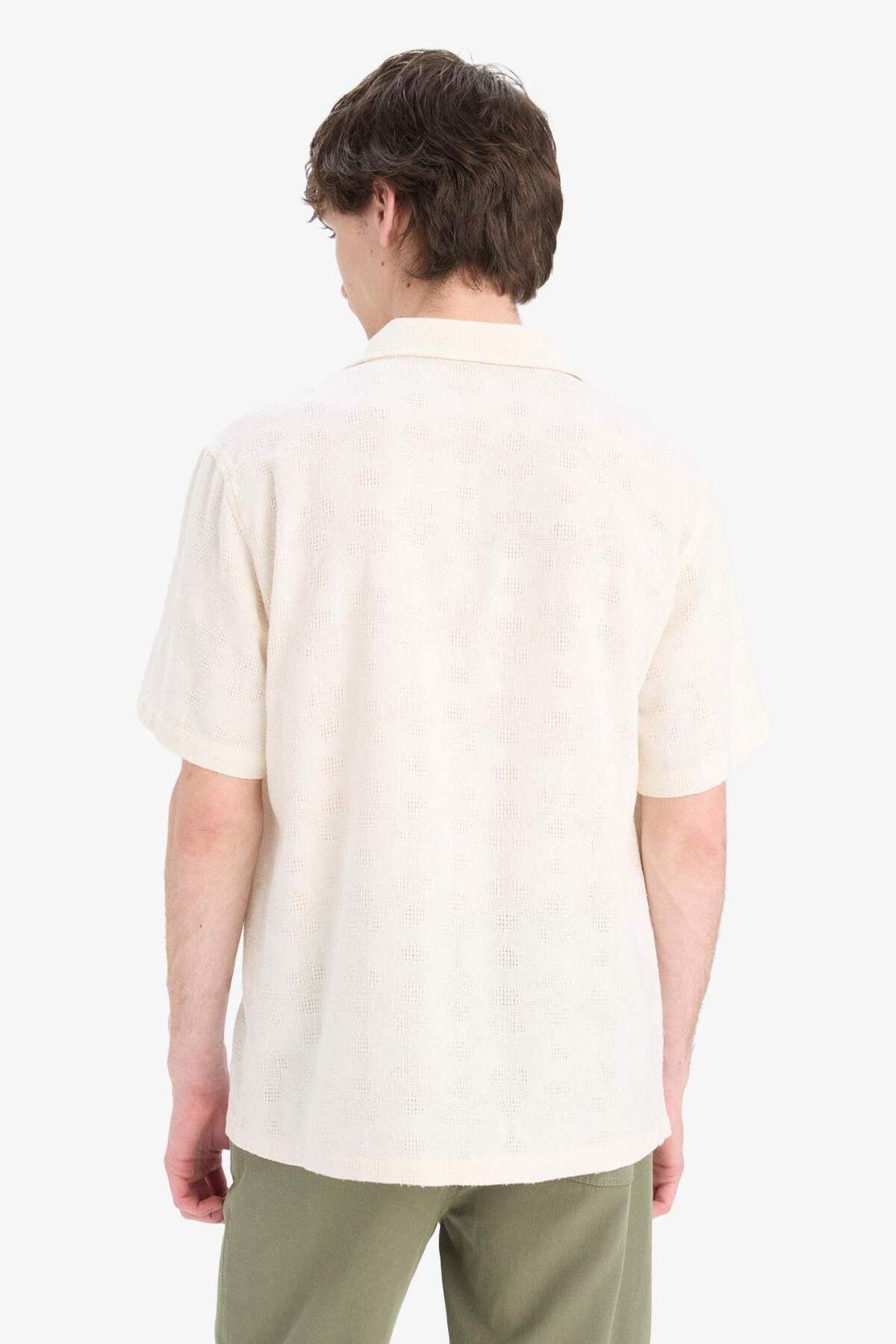DeFacto-Regular Fit Apache Collar Summer Short Sleeve Shirt E0790Ax25Sp 6