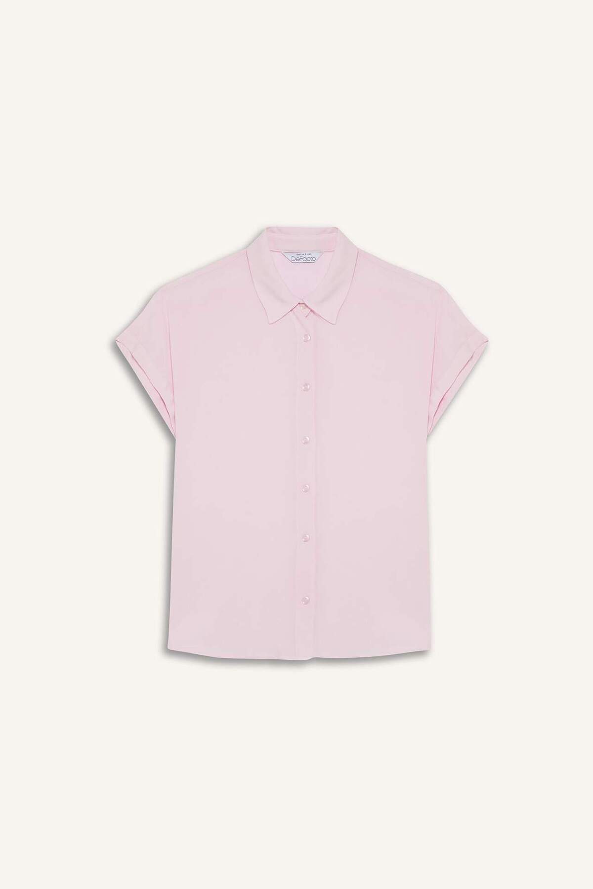 DeFacto-Regular Fit Basic απλό κοντομάνικο πουκάμισο βισκόζης N7819AZ25SP 7