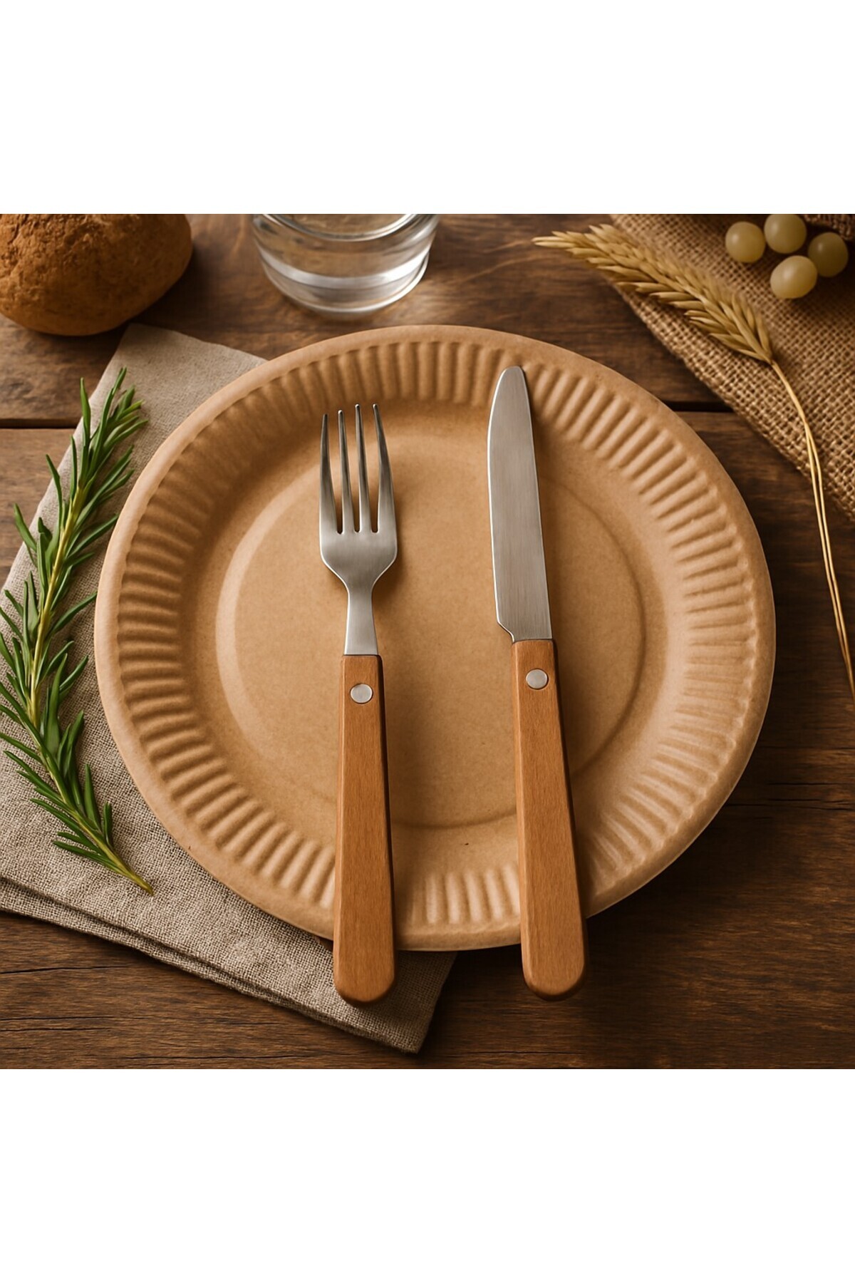 Kraft Organik Kağıt Tabak 18cm (15ADET)