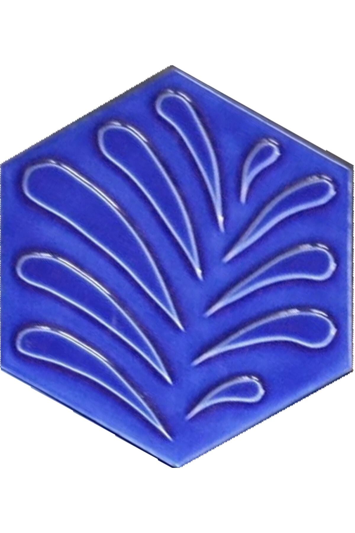 Armada Çini 15x17 Cm Yaprak Kobalt Altıgen Seramik