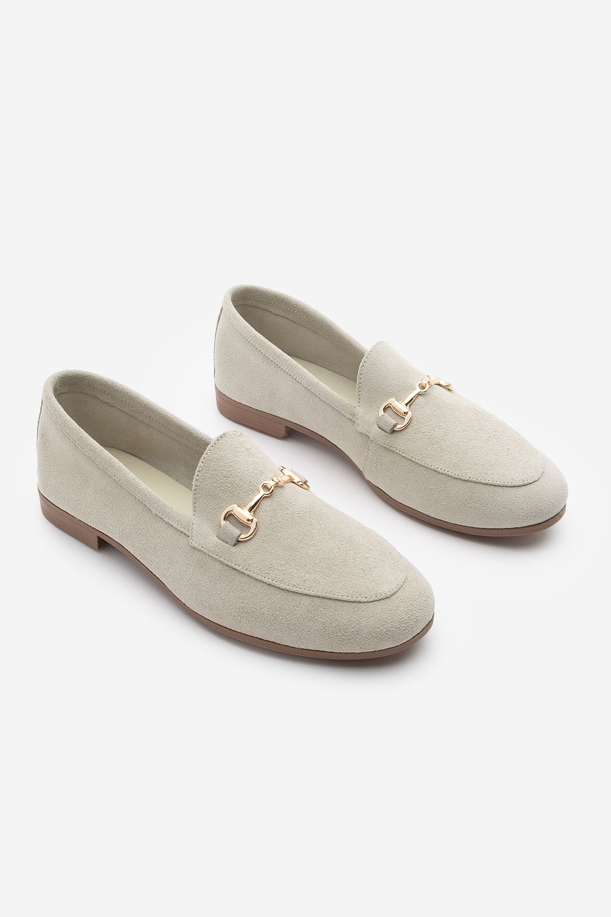 Marjin-Damen-Loafer aus beigem Wildleder – Freizeitschuhe aus echtem Leder und Kette 5