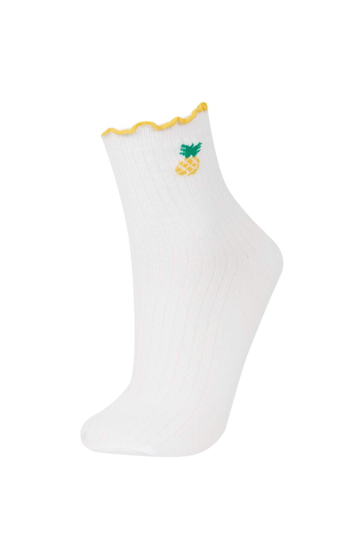 DeFacto-Damen-Socken aus Baumwolle mit Rüschen, 3-teilig, E2065AXNS 4