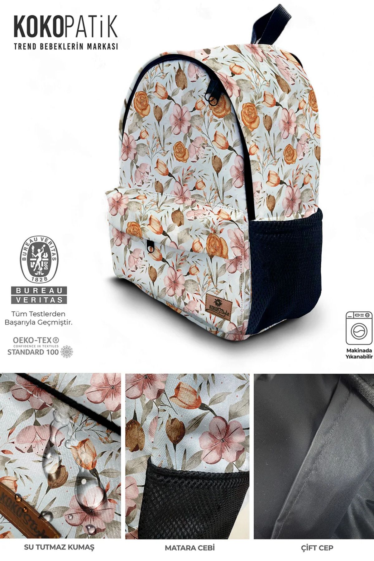 Kokopatik-Bohemian Flowers Patterned Backpack 3