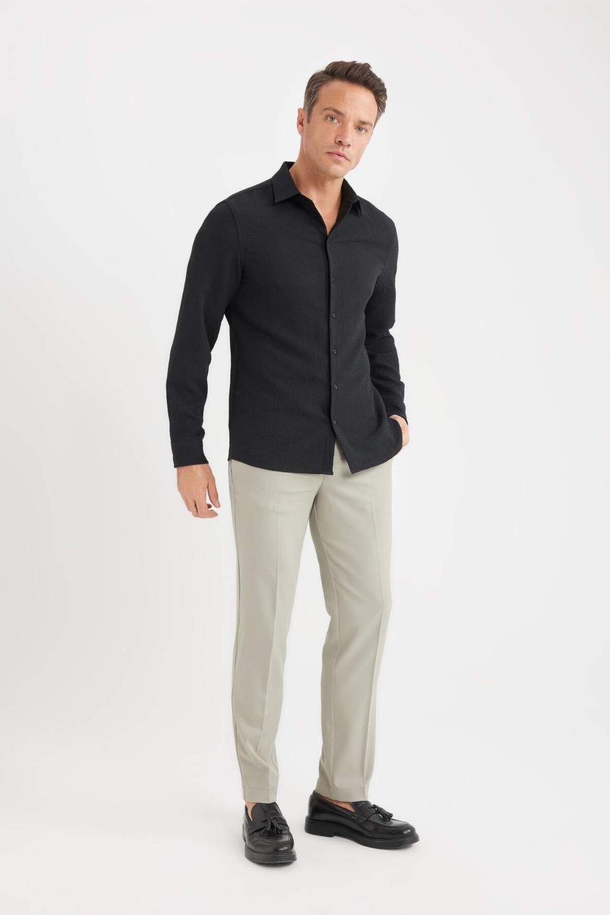 DeFacto-Summer Fabric Jogger Pants Elastic Waist with Lace-Up Straight Leg Stretching All Directions with Pockets A9943Ax24Au 2