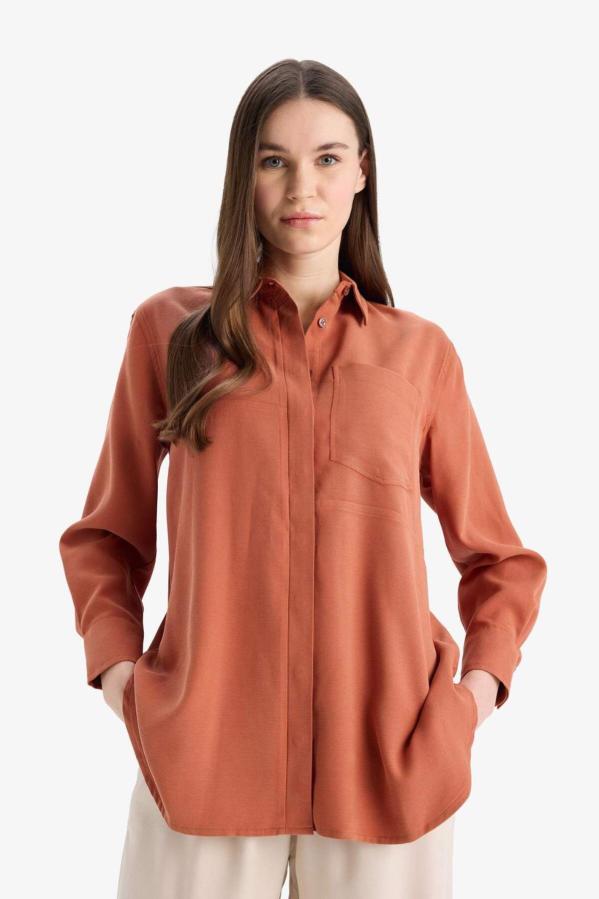 DeFacto-Туніка Relax Fit Basic Plain Modal з довгими рукавами D1299AX25SP 4