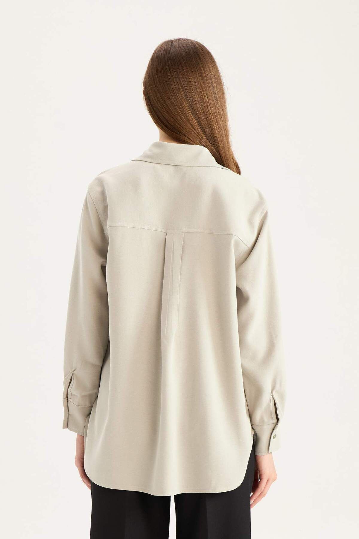 DeFacto-Relaxed Fit Basic Unifarben Modal Langarm-Hijab-Tunika D1299AX25SP 6