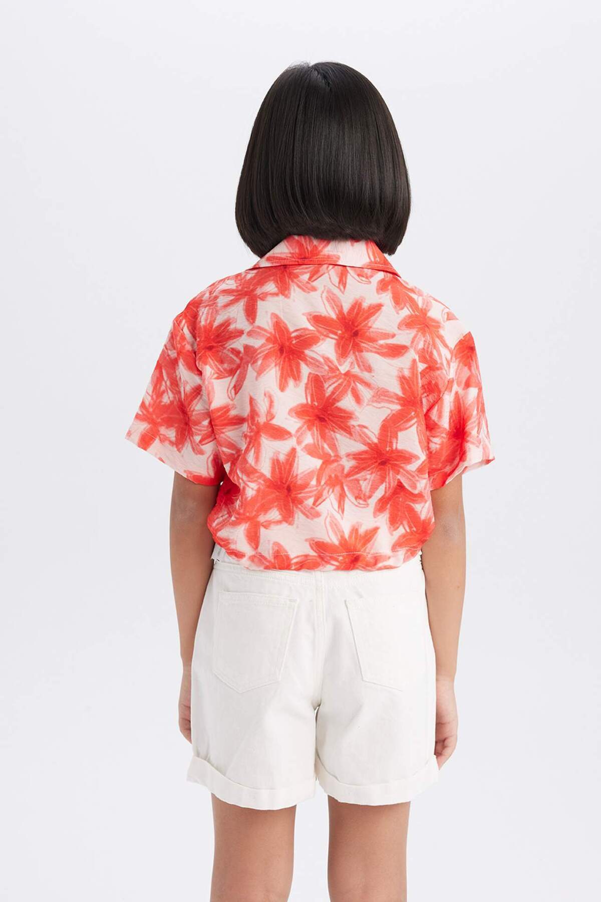 DeFacto-Kurzärmliges, gemustertes Crop-Shirt für Mädchen D7640A825SM 6