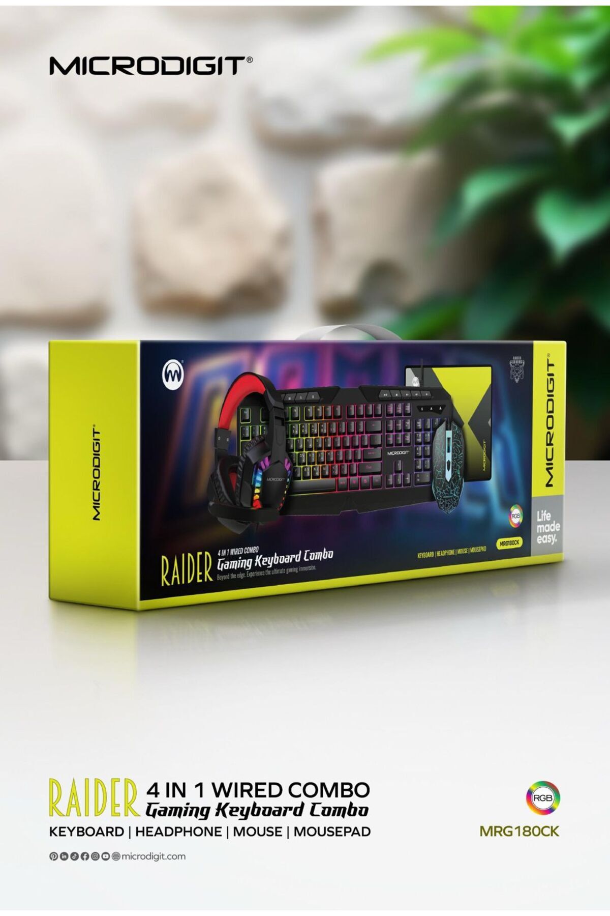 Microdigit-Raider Gaming Kit 4 in 1 Illuminated Gaming Keyboard, Mouse, Wired Headset, Clear Microphone and Mouse Pad 4