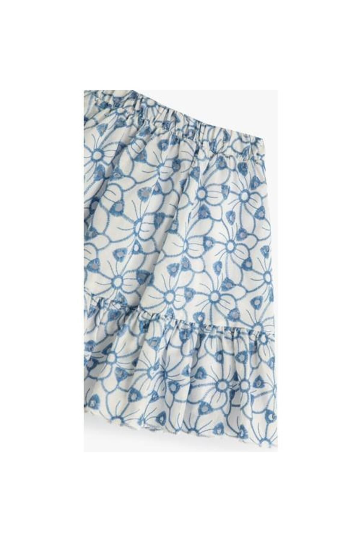 Koton-Fustă cu model floral, cu talie elastică și detaliu cu volane 3
