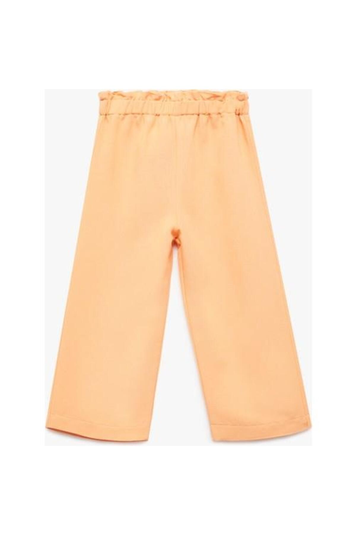 Koton-High Waist Linen Blend Trousers with Elastic Waist 1