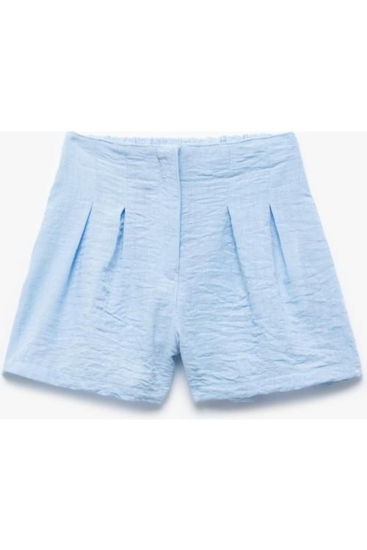 Koton-Textured Mini Shorts with Pile Detail and Elastic Waist 1