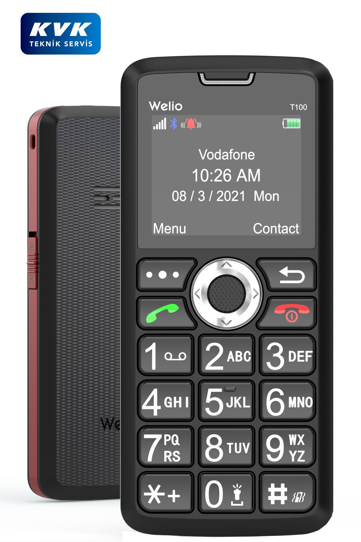 Welio Wkey T100 Kırmızı Tuşlu Cep Telefonu Kamerasız Asker Telefonu Yaşlı Cep Telefonu (KVK GARANTİLİ)