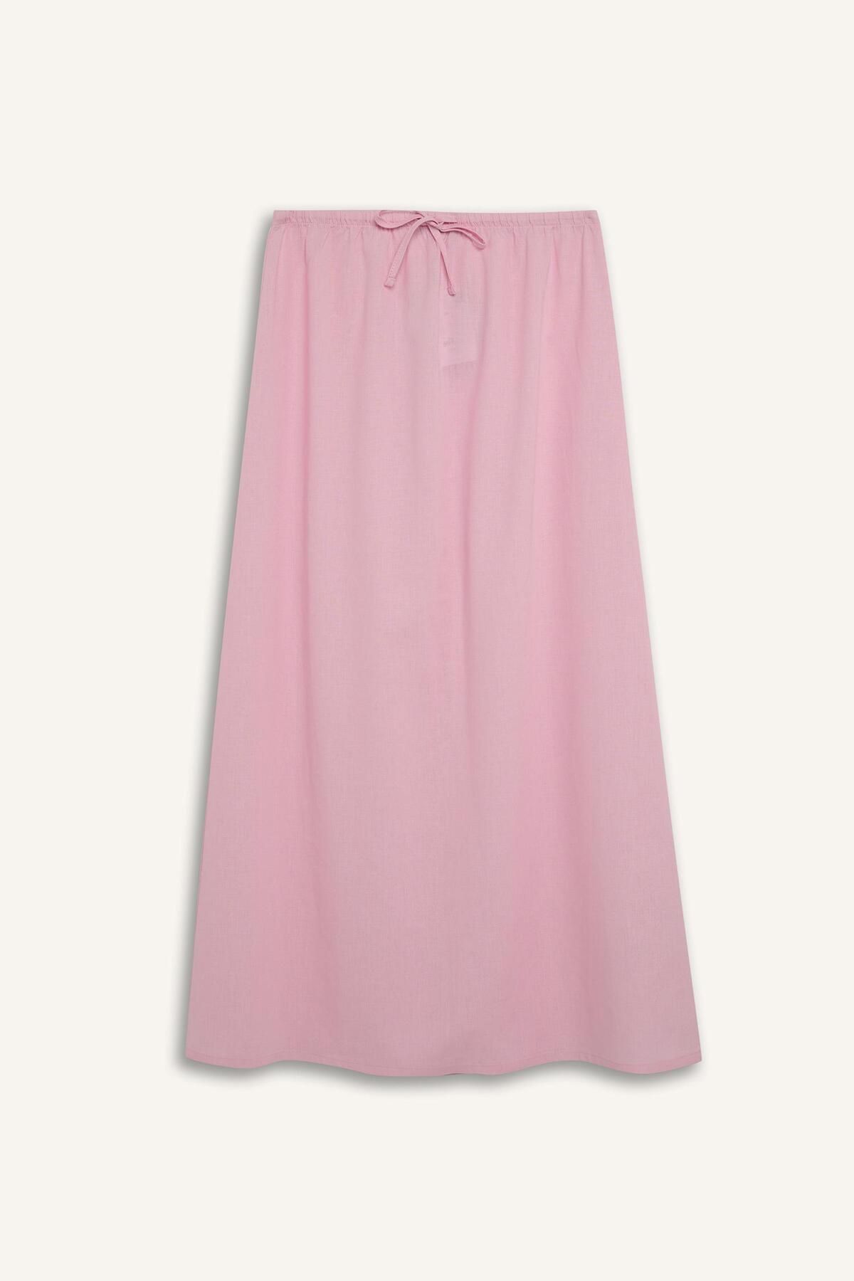 DeFacto-Coool A-Line Regular Waist Linen Blended Maxi Skirt D8274Ax25Sm 7