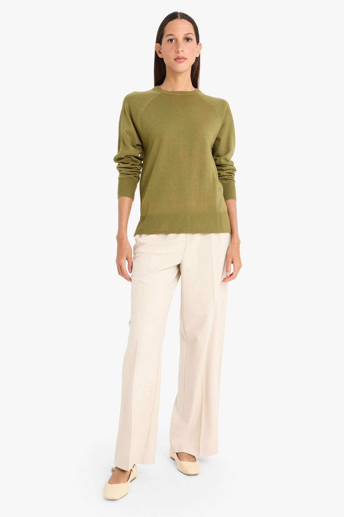 DeFacto-Weich strukturierter Strickpullover mit Rundhalsausschnitt – normale Passform I6913az24wn 2