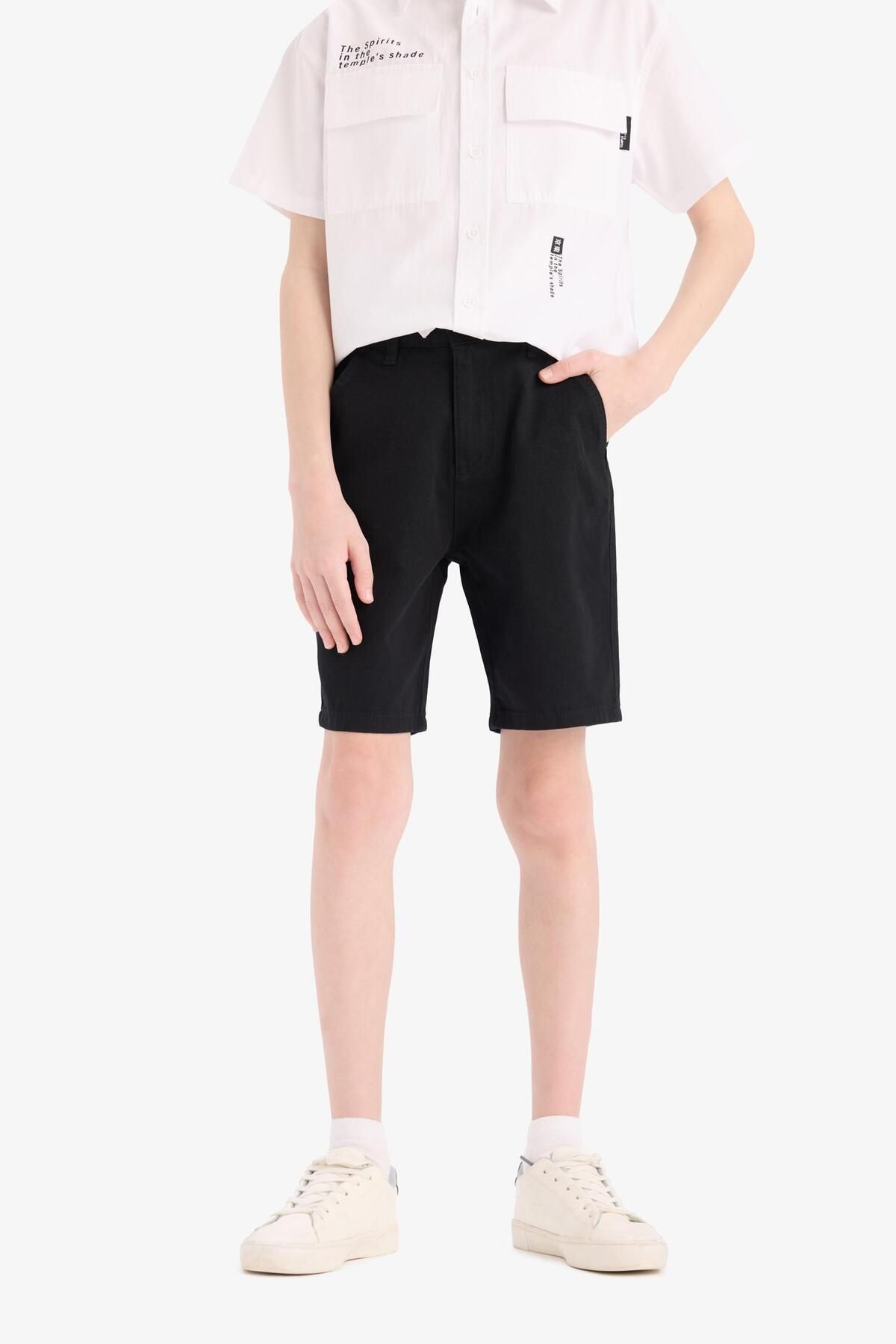 DeFacto-Boy's Basic Plain Gabardine Shorts with Pockets C2955A825Sm 4