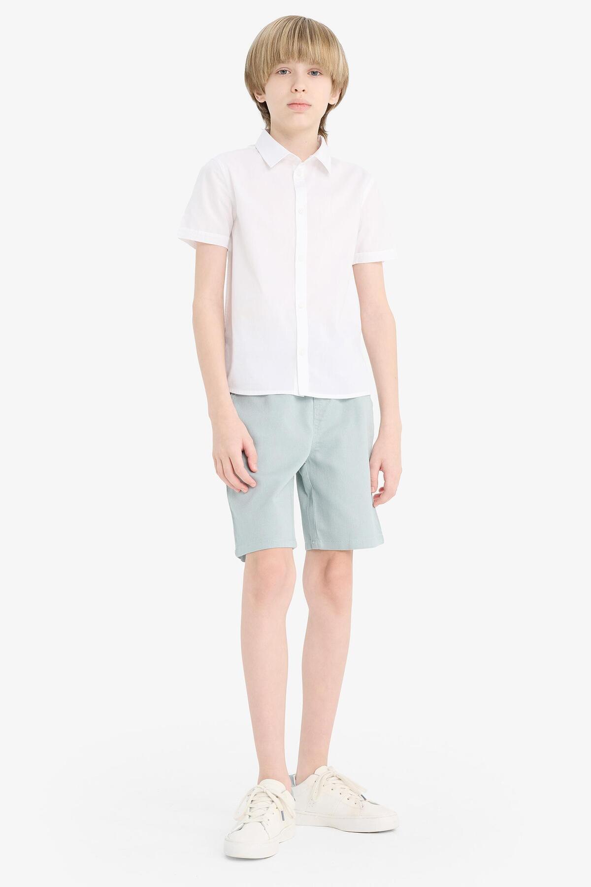 DeFacto-Boy's Elastic Waist Gabardine Shorts E6677A825Hs 2