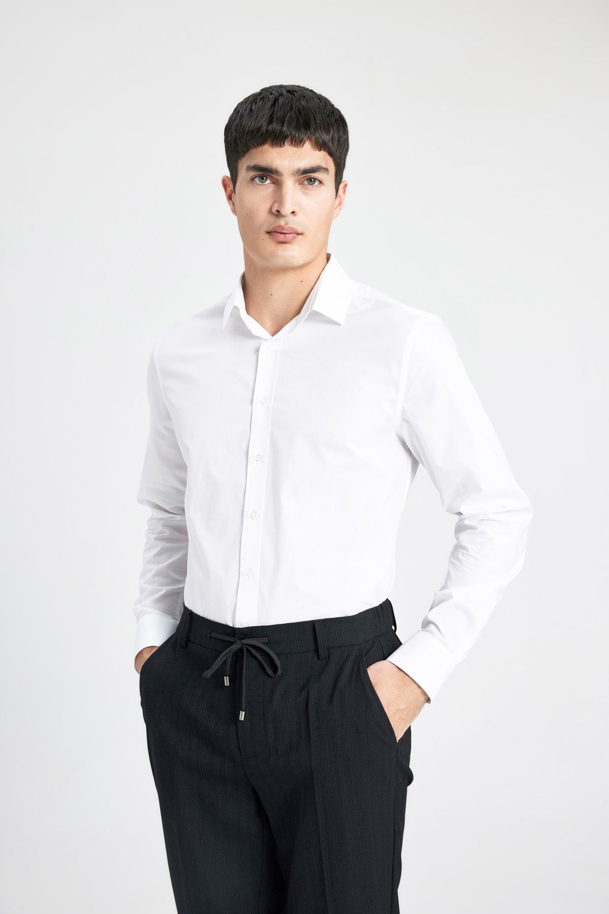 DeFacto-Італійський комір Slim Fit Gomlek Non Iron Utu Free Long Sleeve A7803ax23au 5