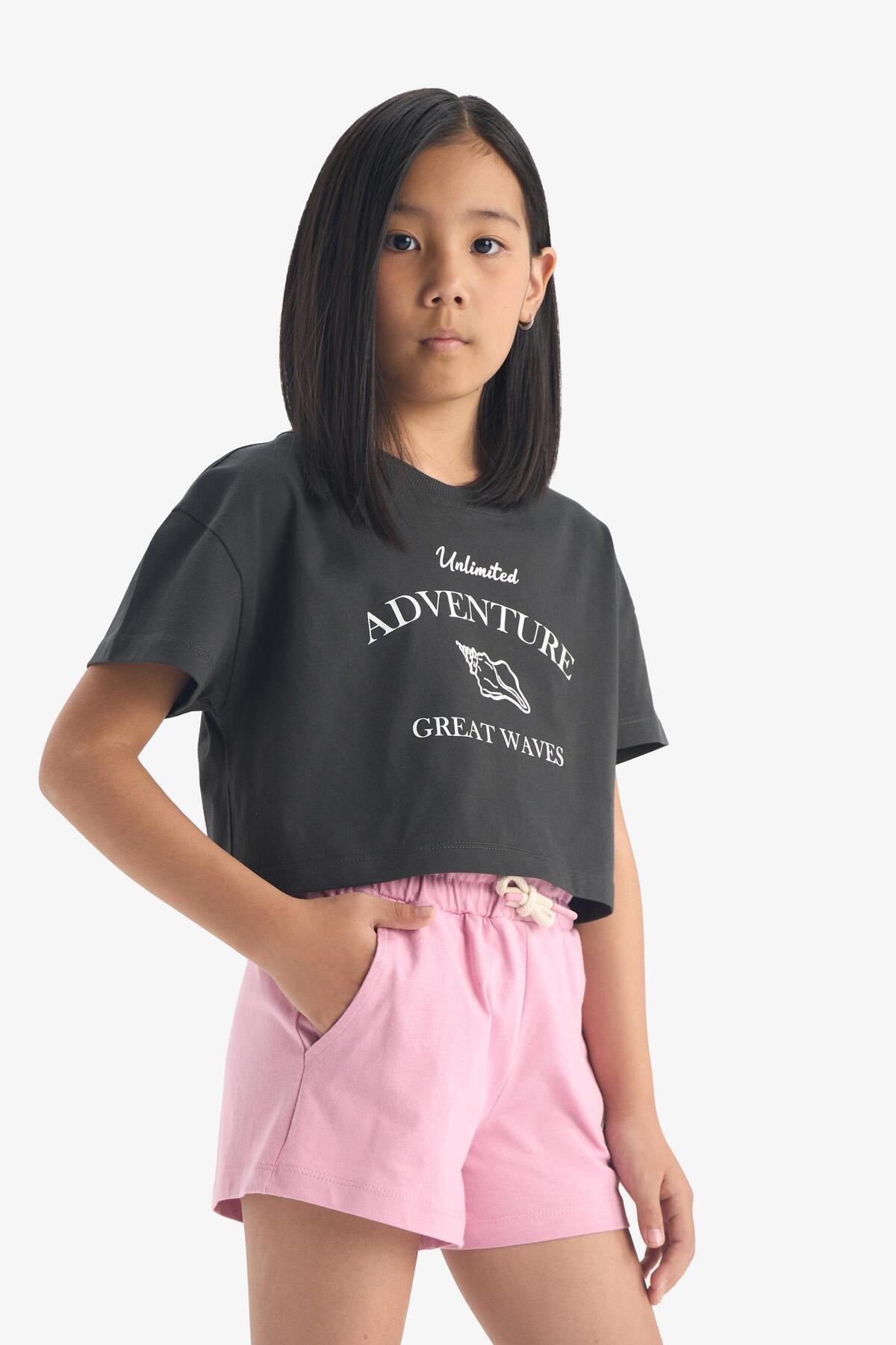 DeFacto-Girl's Elastic Waist Printed Shorts A2455A825Hs 4