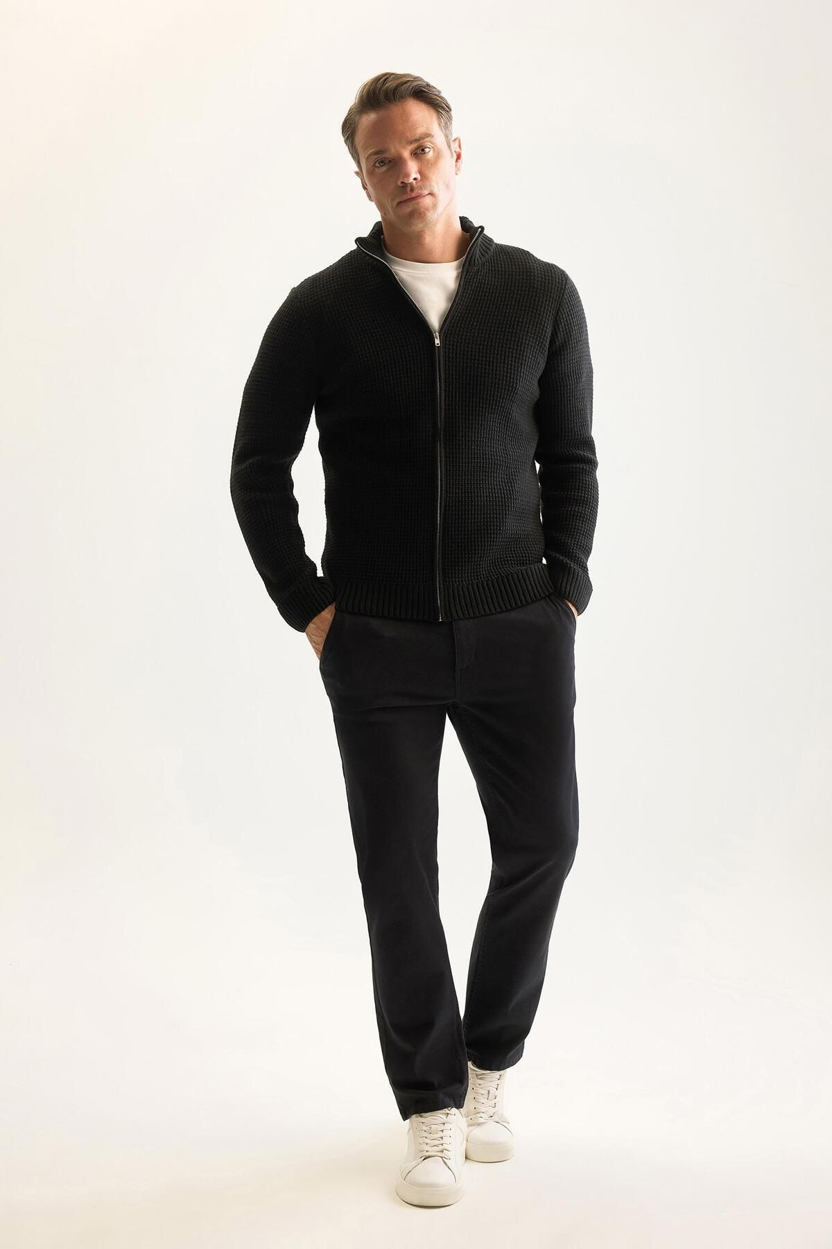 DeFacto-Regular Fit Half Turtleneck Cardigan 2