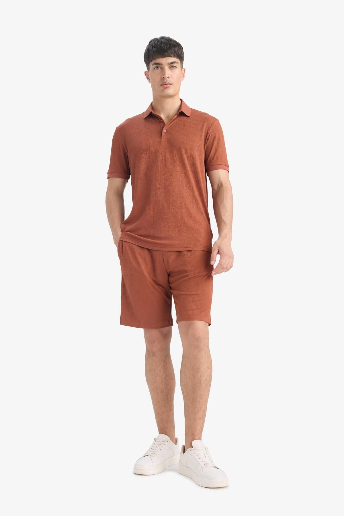 DeFacto-Regular Fit All-Directional Stretching Crinkle Bermuda Shorts E0980ax25sm 5