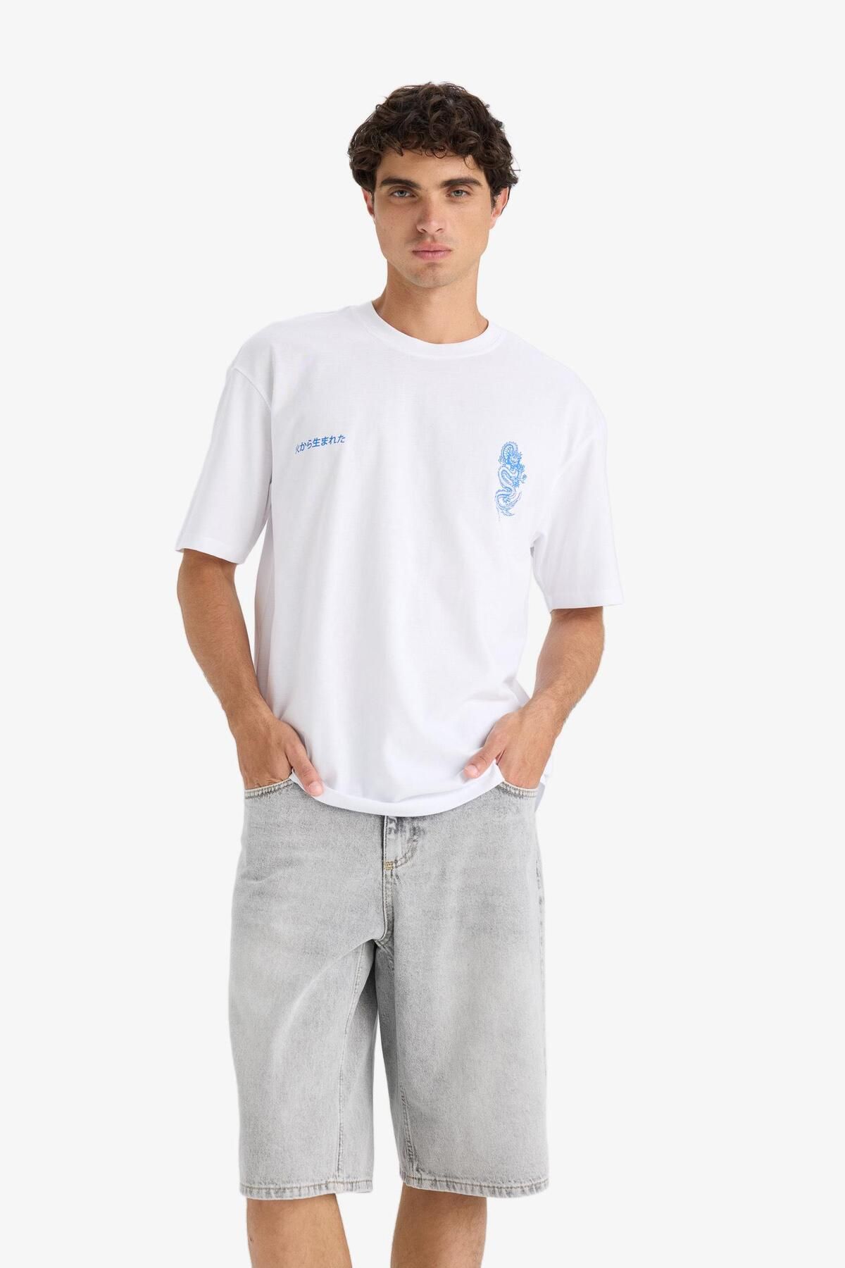 DeFacto-%100 Pamuk Baggy Fit Jean Bermuda Şort F7866ax25hs 5