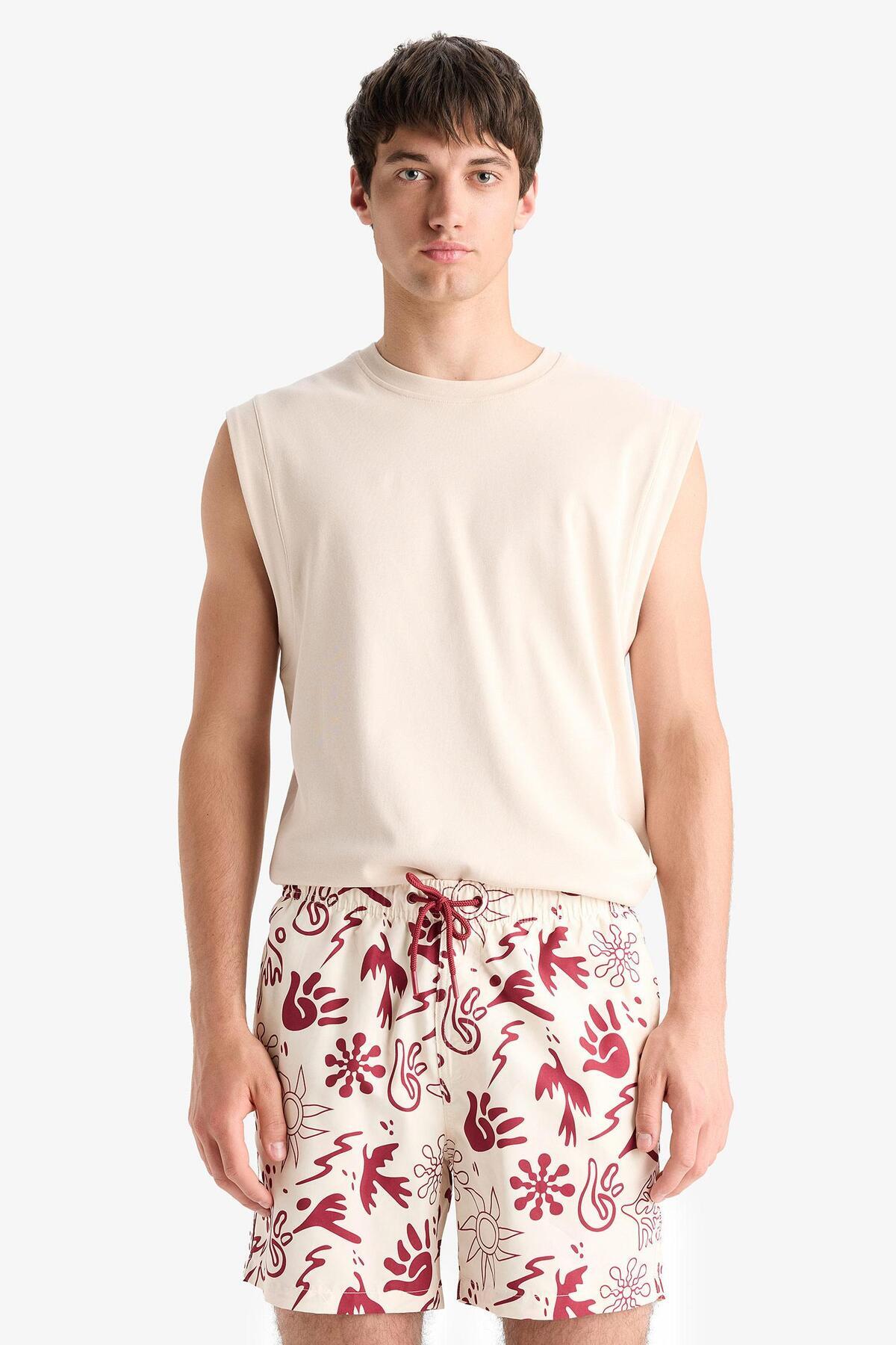 DeFacto-Patterned Mesh Lined Short Length Sea Shorts E1028Ax25Hs 2