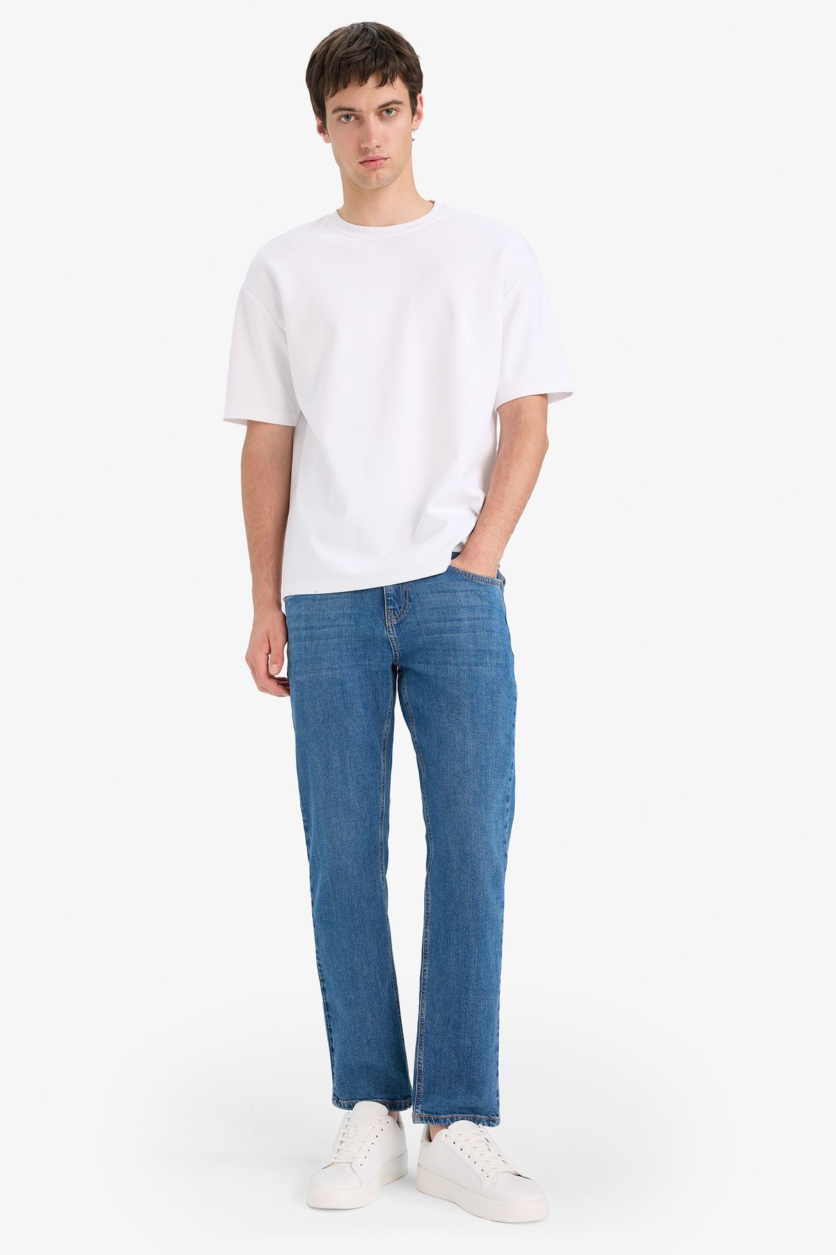 DeFacto-Sergio Regular Fit - Normál derék cső láb farmer A6948ax23au 2
