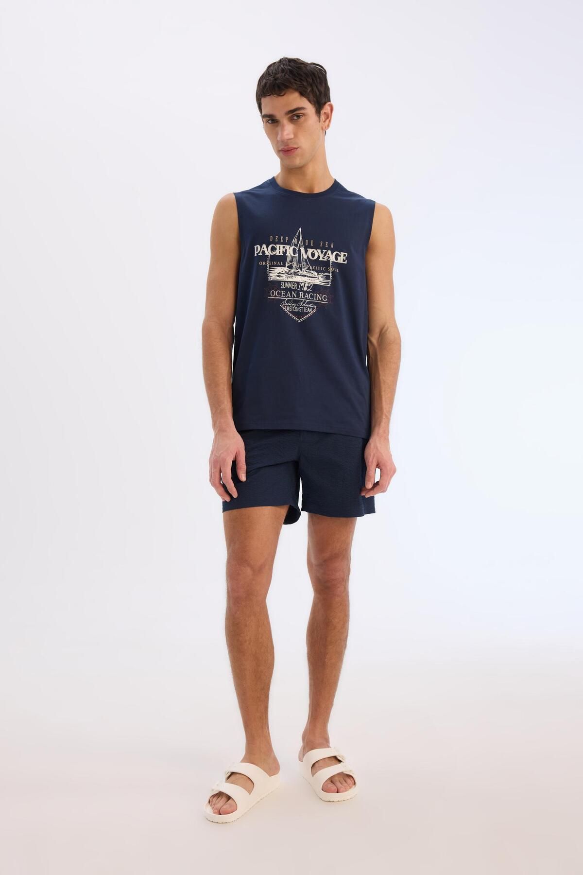 DeFacto-Mesh Lined Button Front Short Length Sea Shorts E0904Ax25Hs 3