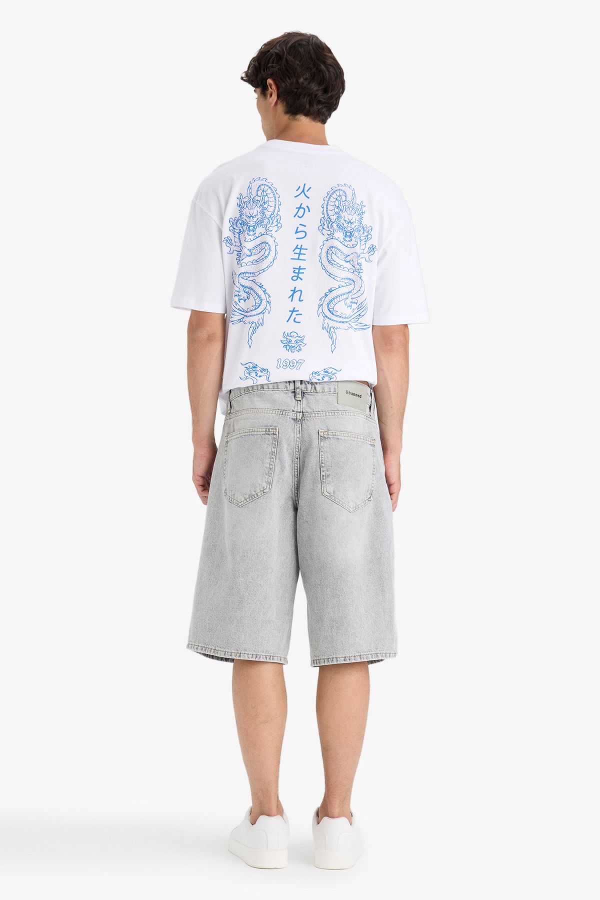 DeFacto-%100 Pamuk Baggy Fit Jean Bermuda Şort F7866ax25hs 8