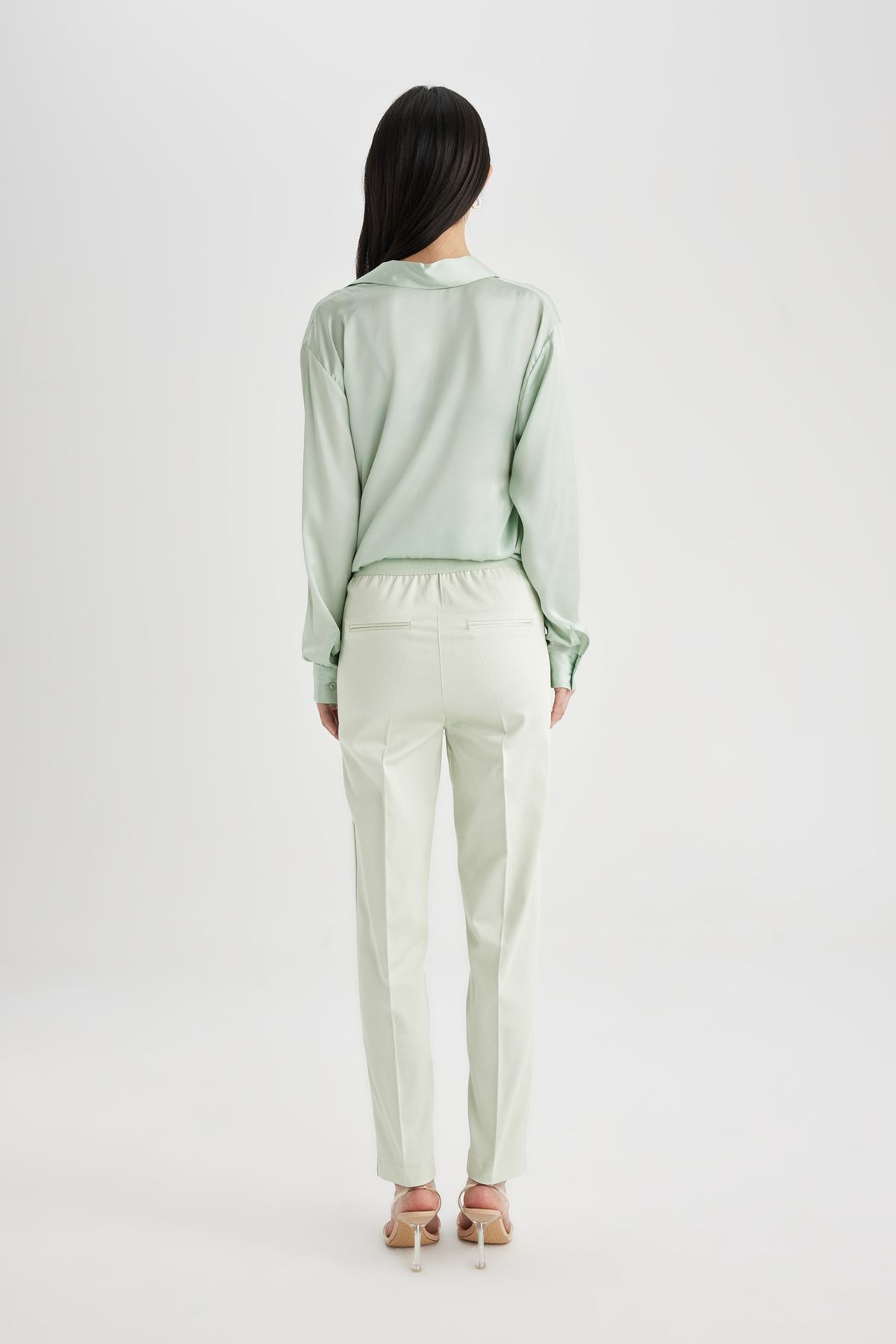 DeFacto-Pantaloni din satin Sigaret Talie normală Talie dreaptă de bază Elastică Picior drept J8743az24sm 7
