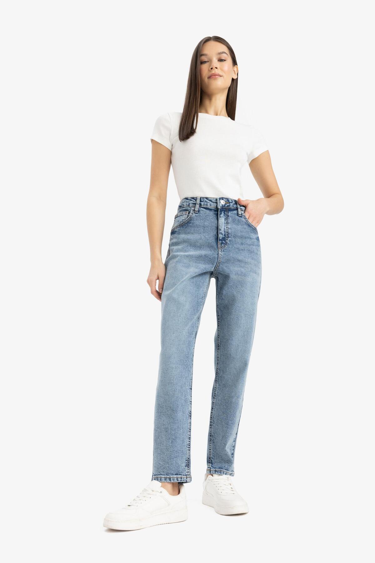 Lina Comfort Mom Normal Bel Düz Paça Jean Kar Yıkamalı Pantolon D8209AX25SP