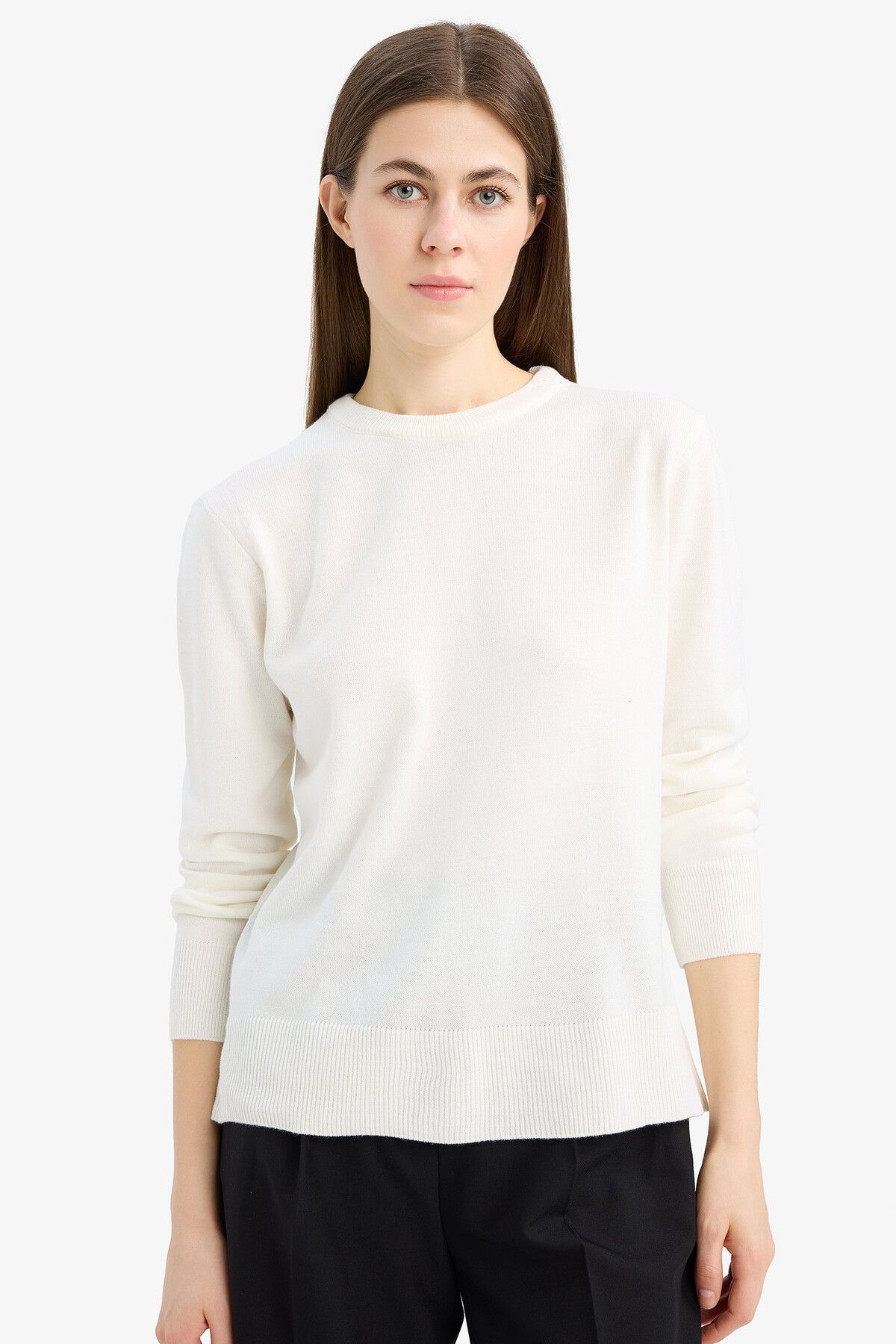 DeFacto-Weich strukturierter Strickpullover mit Rundhalsausschnitt – reguläre Passform C0058ax24wn 3