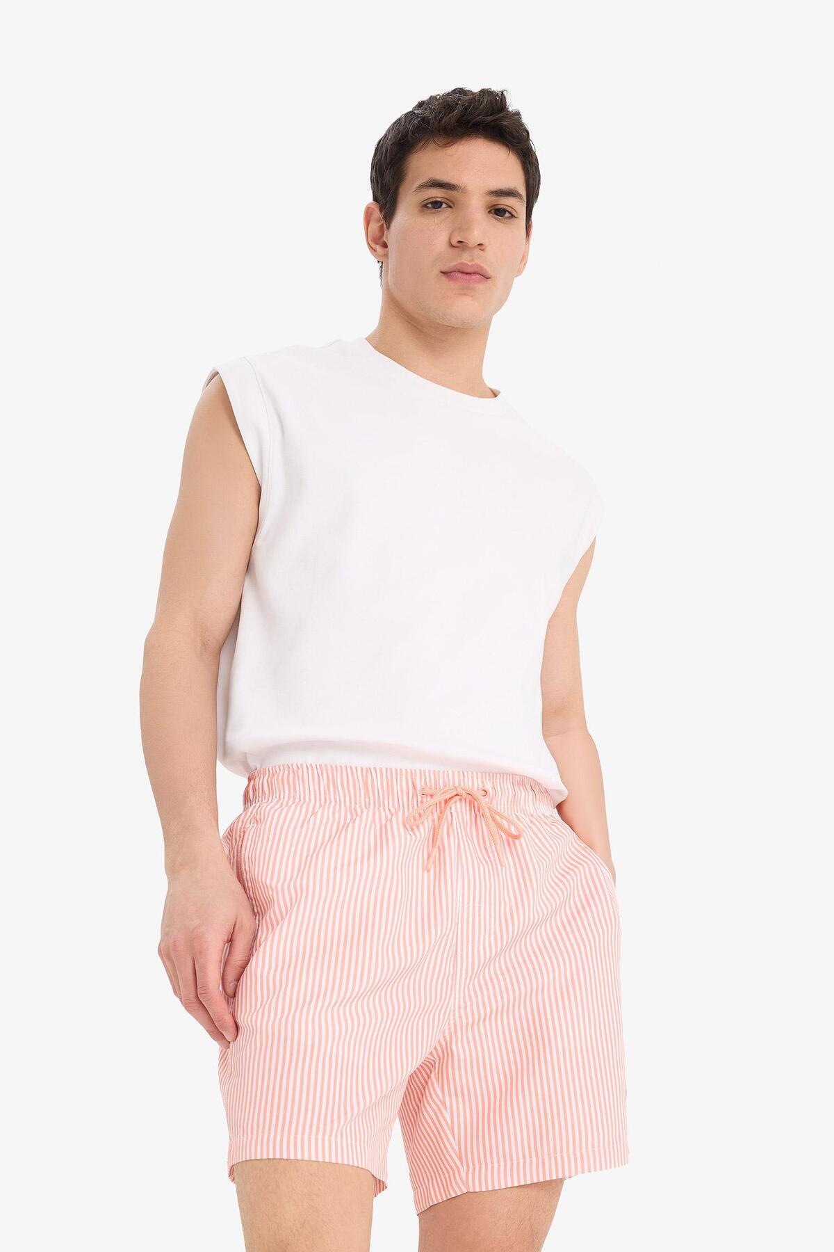 DeFacto-Striped Mesh Lined Short Length Sea Shorts U0024Az25Hs 2