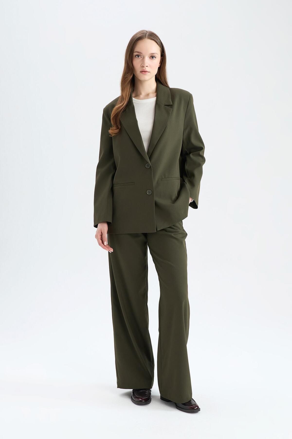DeFacto-Pantaloni Palazzo, drepti, de bază, cu șireturi, cu picioare late, cu talie elastică C5628ax25sp 5