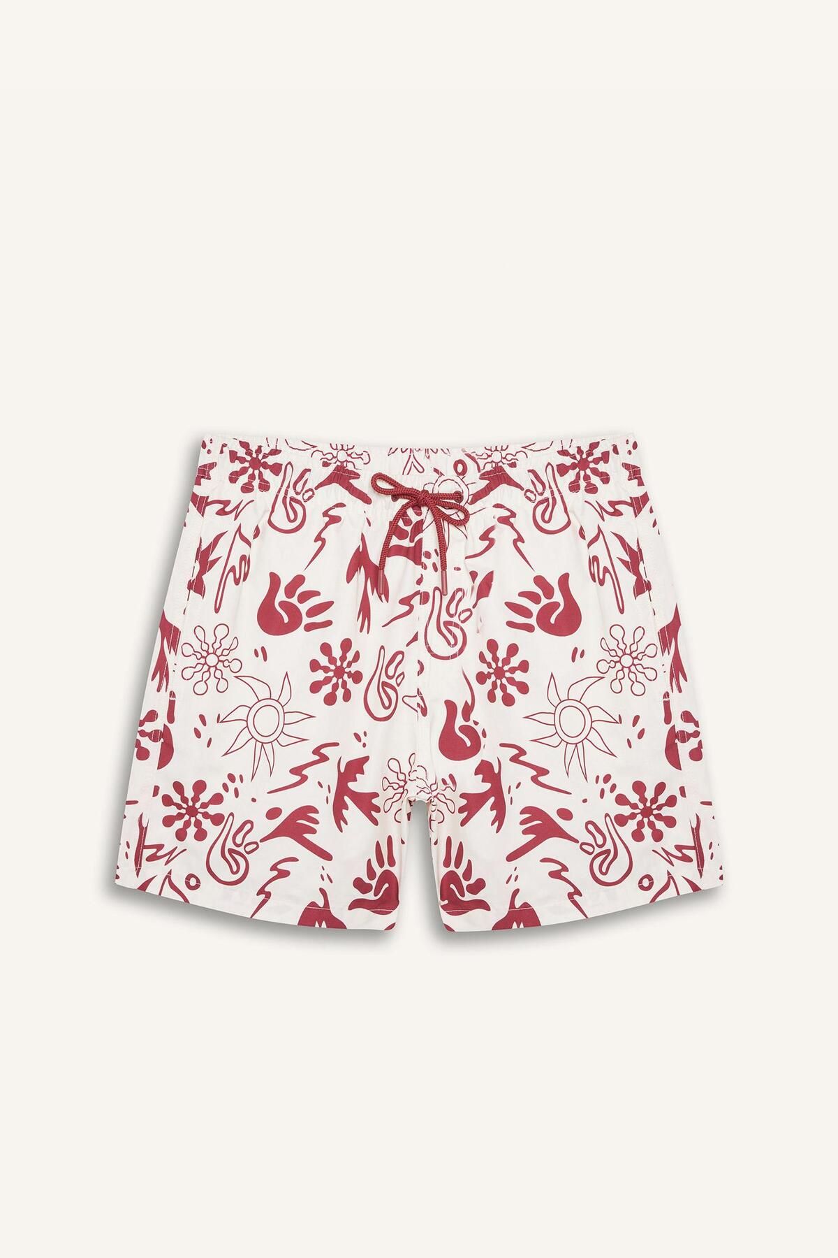 DeFacto-Patterned Mesh Lined Short Length Sea Shorts E1028Ax25Hs 7