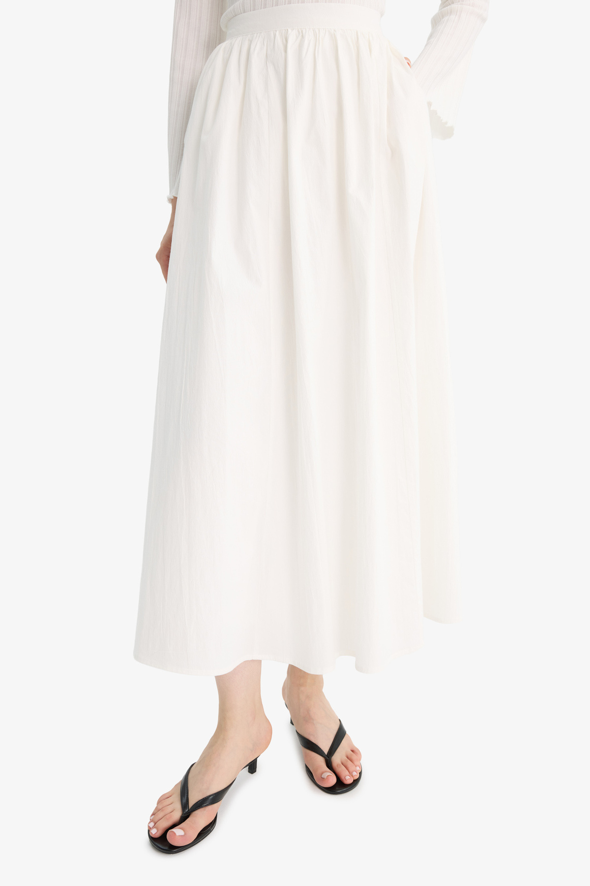 DeFacto-A-Line Basic Plain Poplin Maxi Hijab Skirt E7453Ax25Sm 6