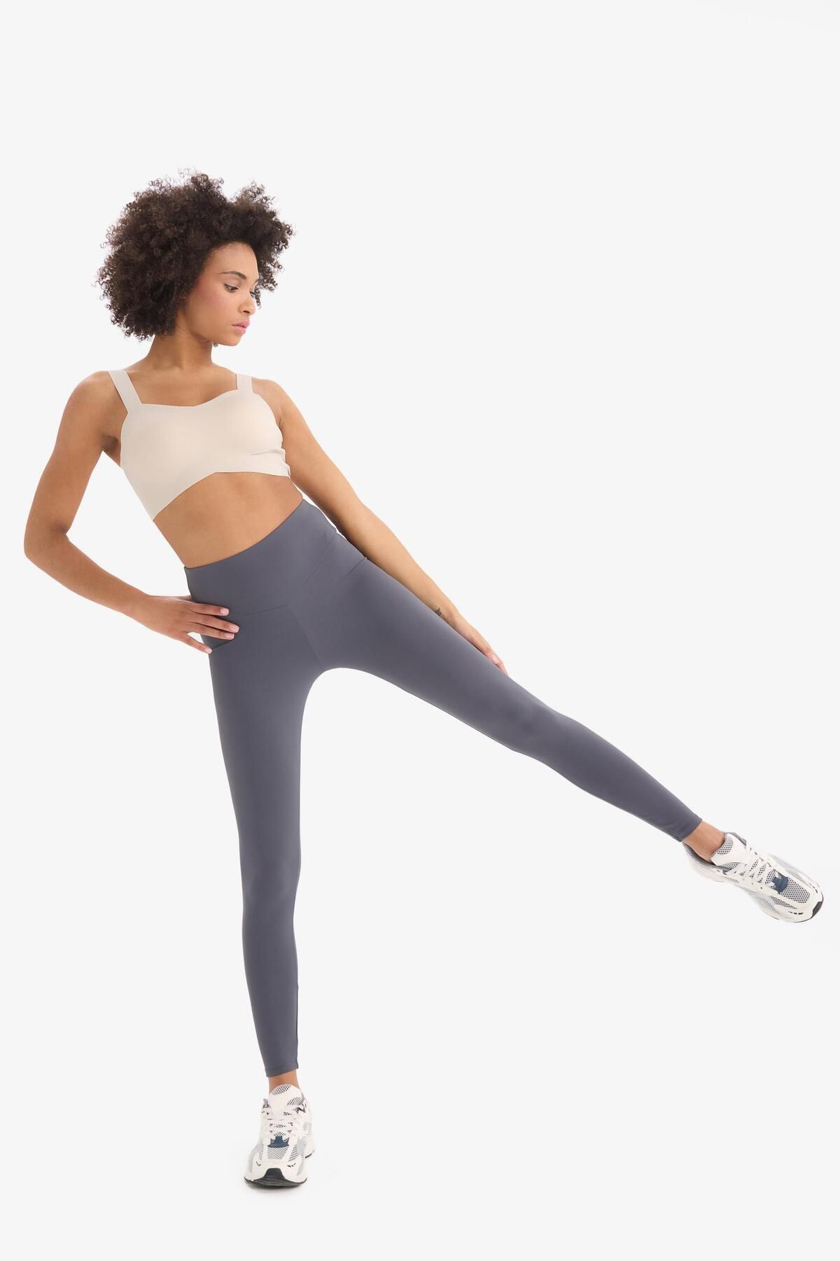 DeFacto-Defactofit High Waist Waist Hugging Stretchy Basic Plain Sports Leggings B4147Ax25Sp 3