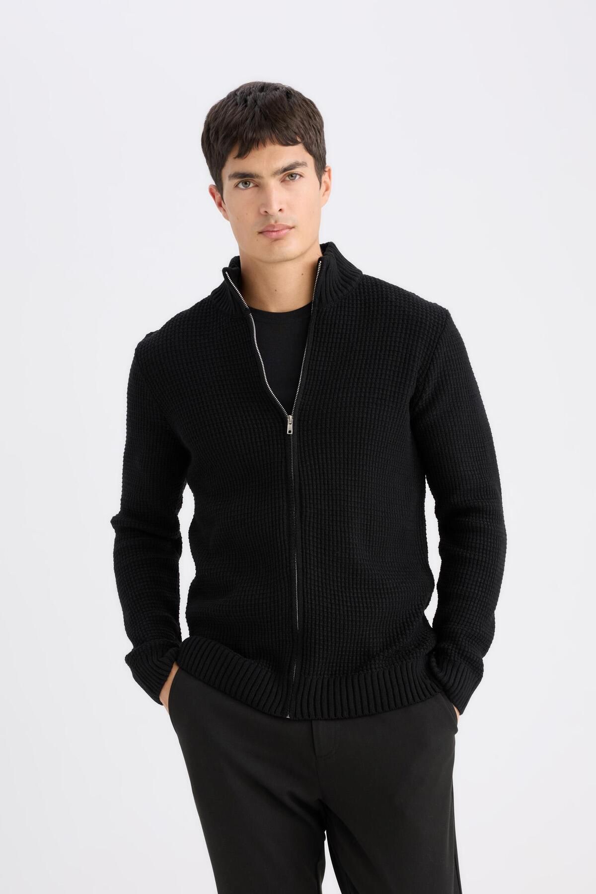 DeFacto-Regular Fit Half Turtleneck Cardigan 6