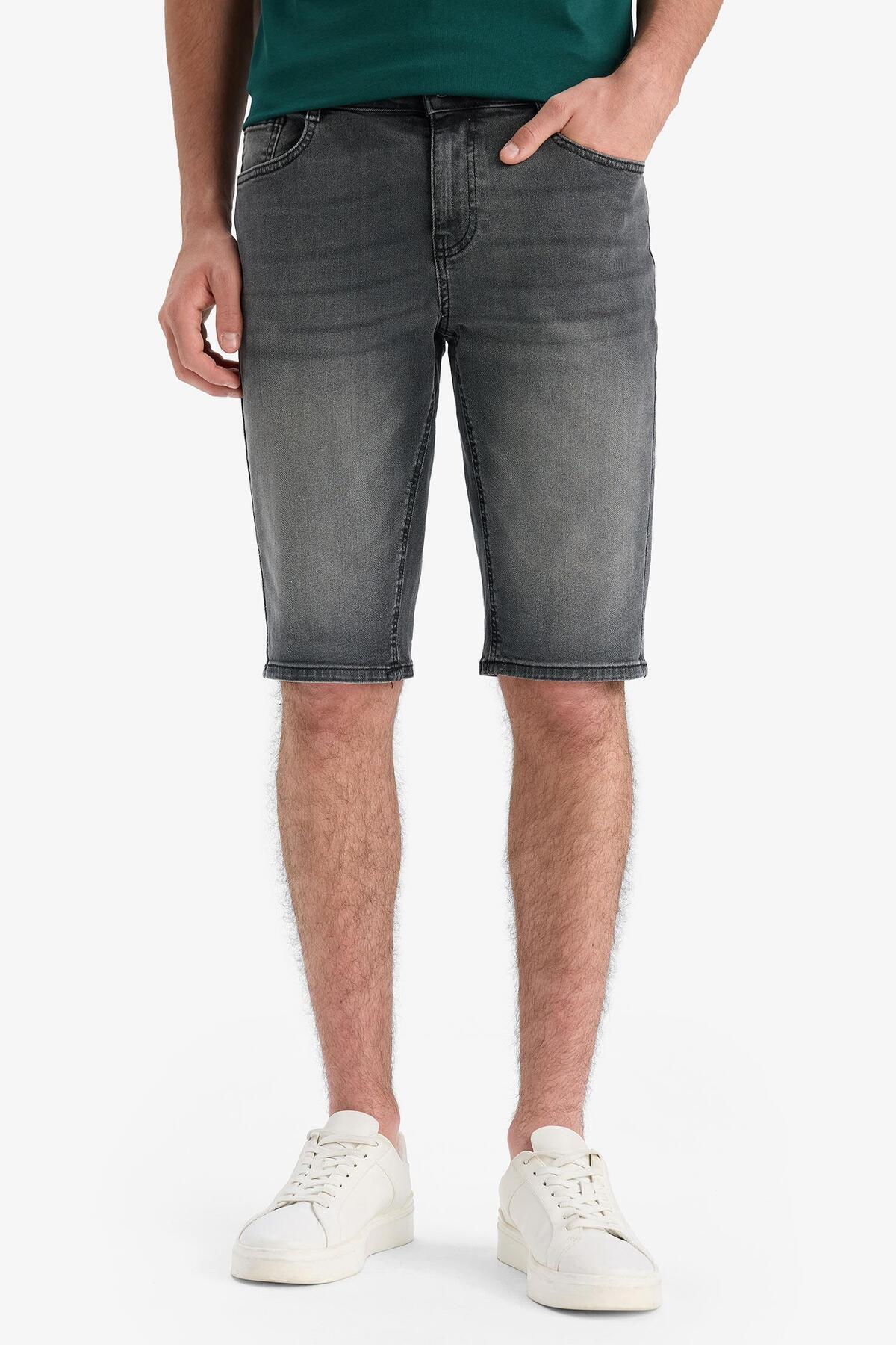 DeFacto-Regular Fit Jean Bermuda Shorts E5986Ax25Sm 4