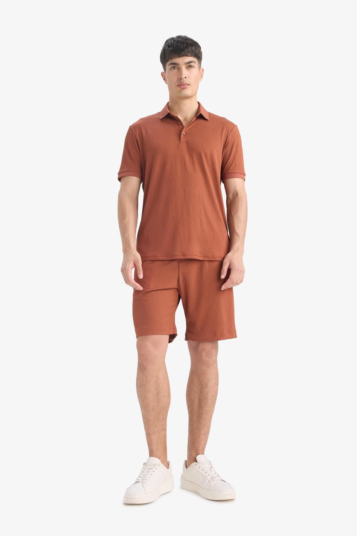 DeFacto-Regular Fit All-Directional Stretching Crinkle Bermuda Shorts E0980ax25sm 3
