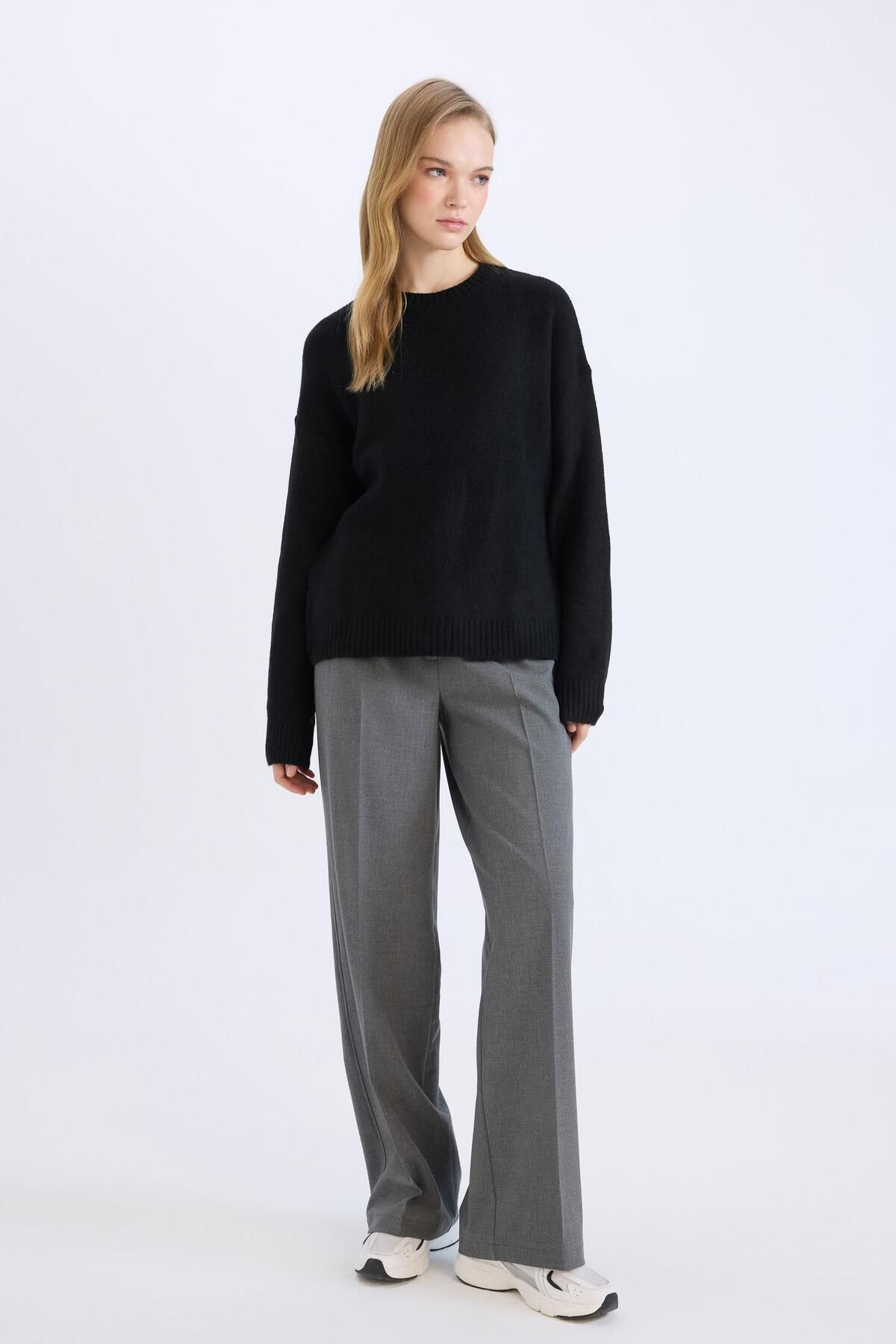 DeFacto-Basic-Hose mit hoher Taille und weitem Bein – C6402ax24au 2