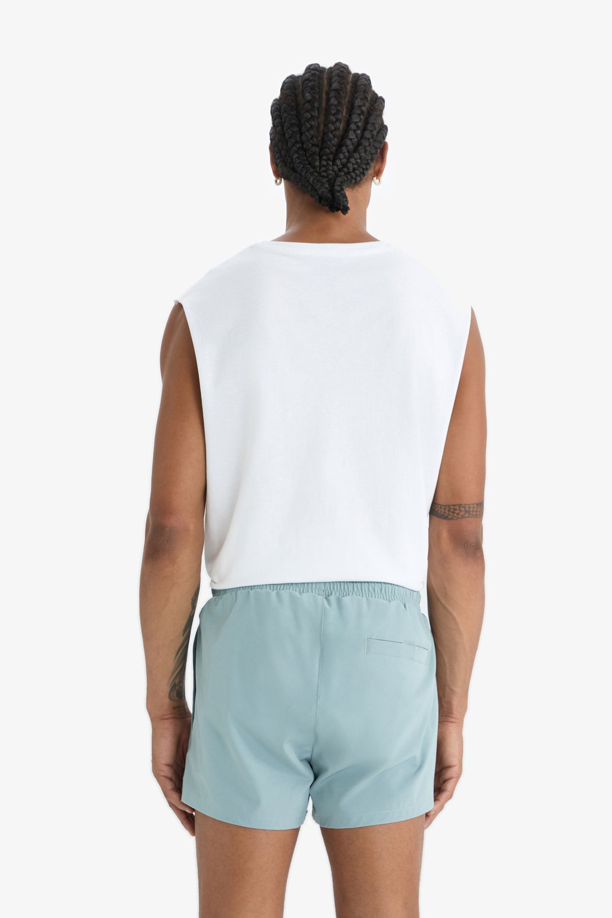 DeFacto-DeFactoFit Pantaloni scurți de baie pentru atlet, cu textura flexibilă, imprimați Andy B5987AX25HS 6