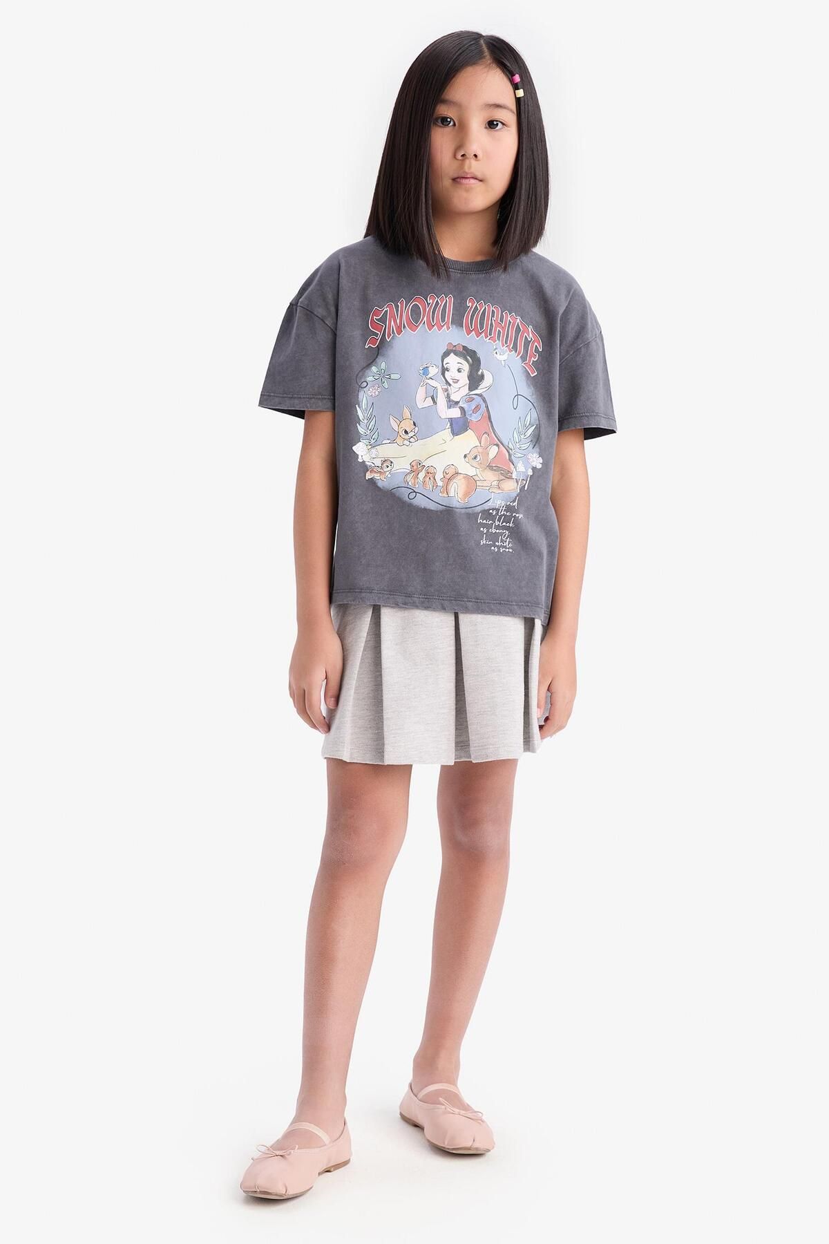 DeFacto-Girls Basic Plain Pleated Skirt E2661A825Sm 2