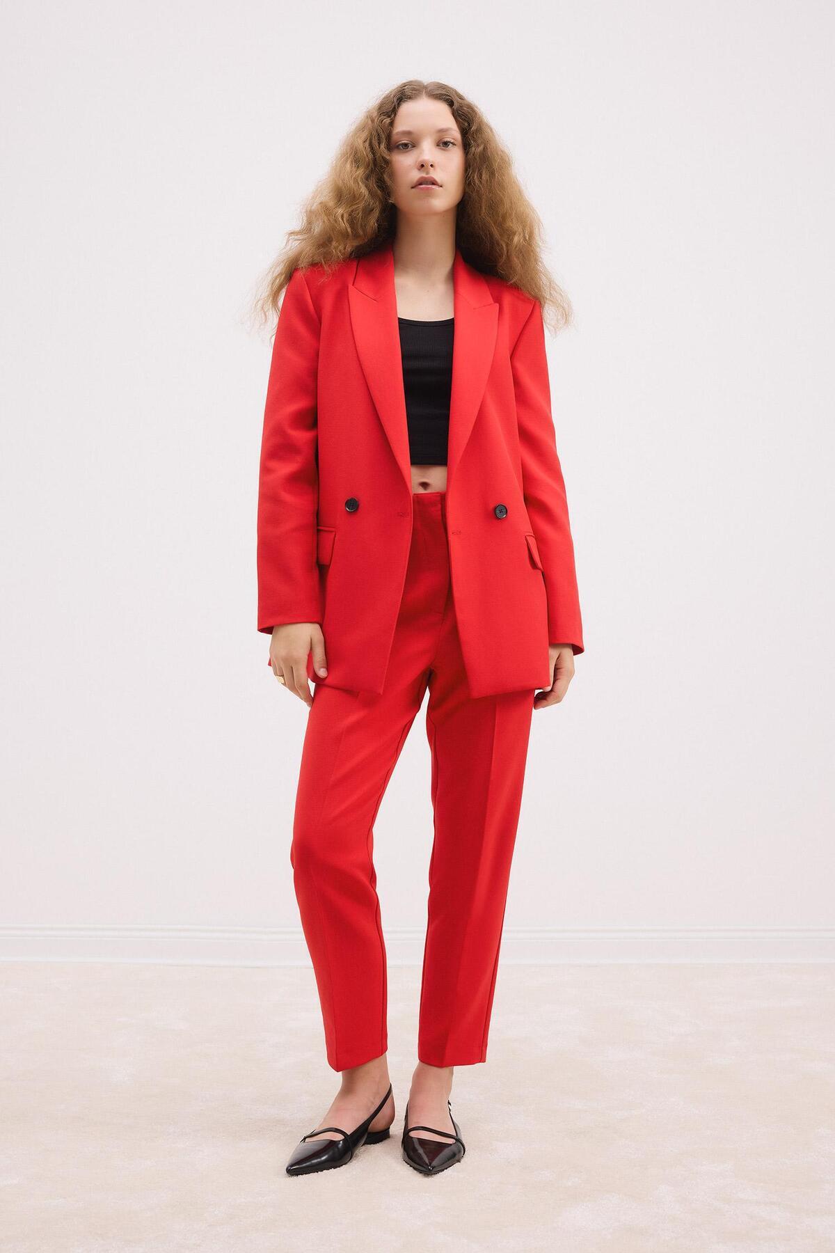 DeFacto-Crop Classic Hose Carrot Fit Reißverschluss Hohe Taille Basic Straight Skinny Leg C2466ax24au 2