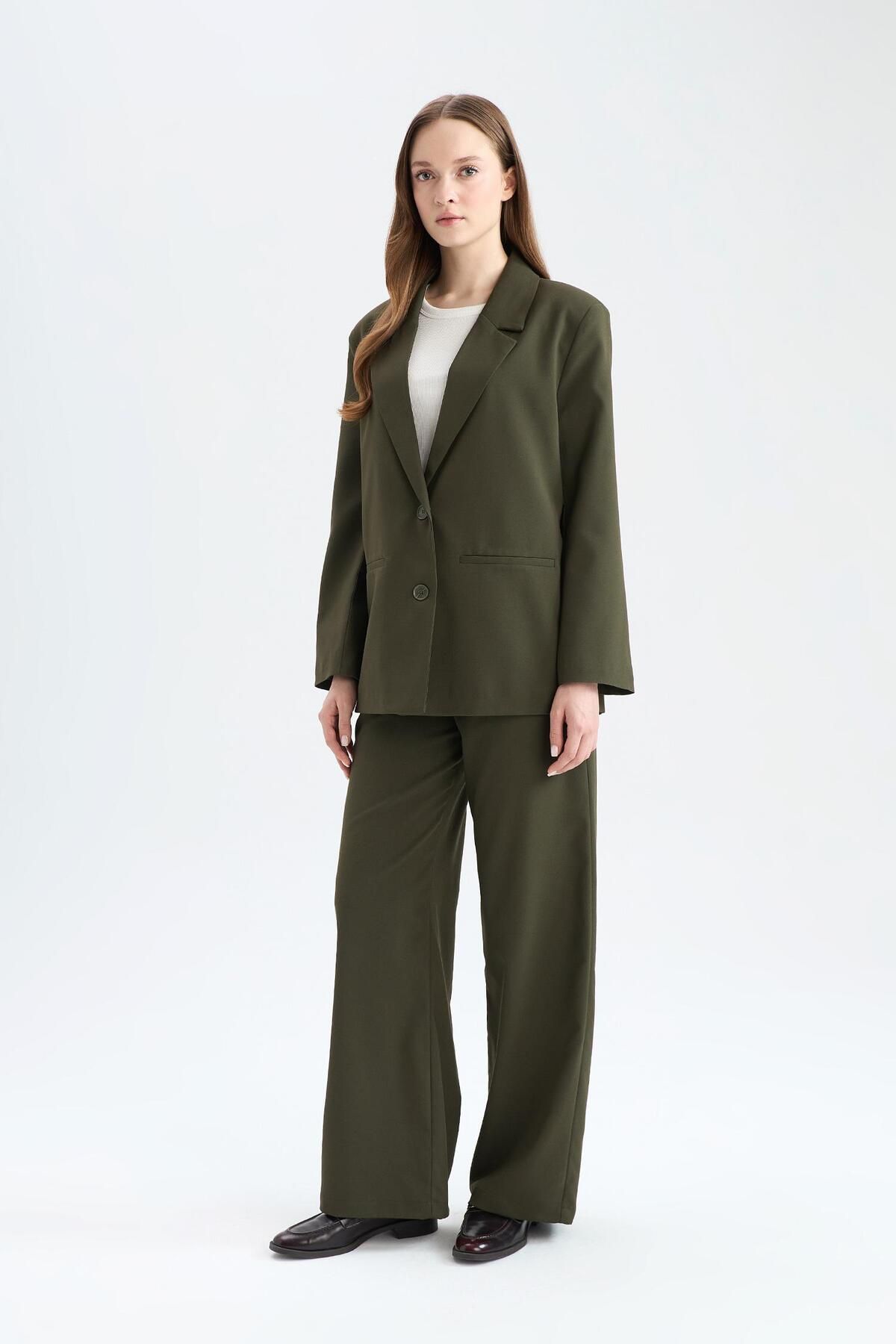 DeFacto-Pantaloni Palazzo, drepti, de bază, cu șireturi, cu picioare late, cu talie elastică C5628ax25sp 6