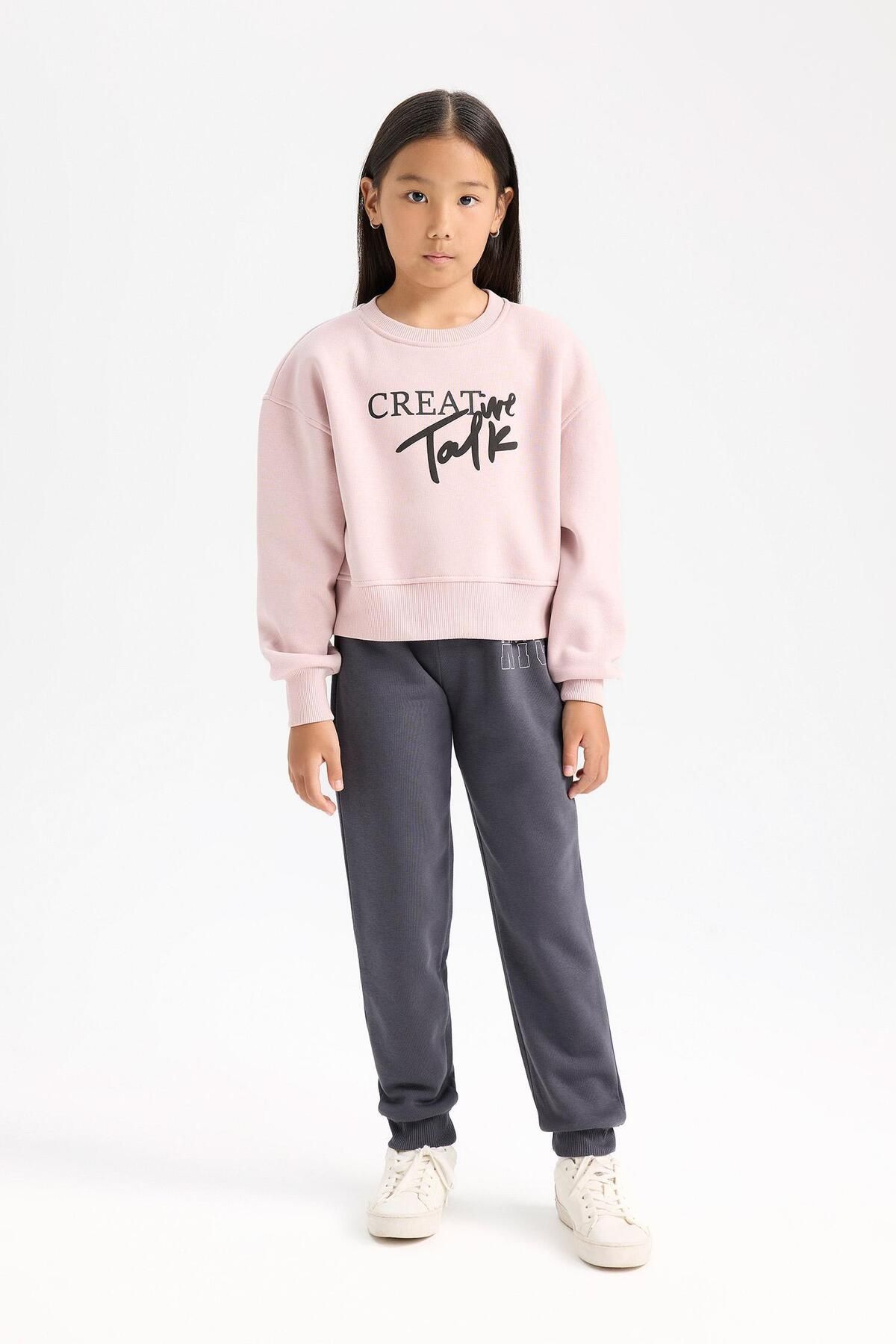 DeFacto-Girl's Elastic Waist Printed Jogger Sweatpants D2293A824Wn 2