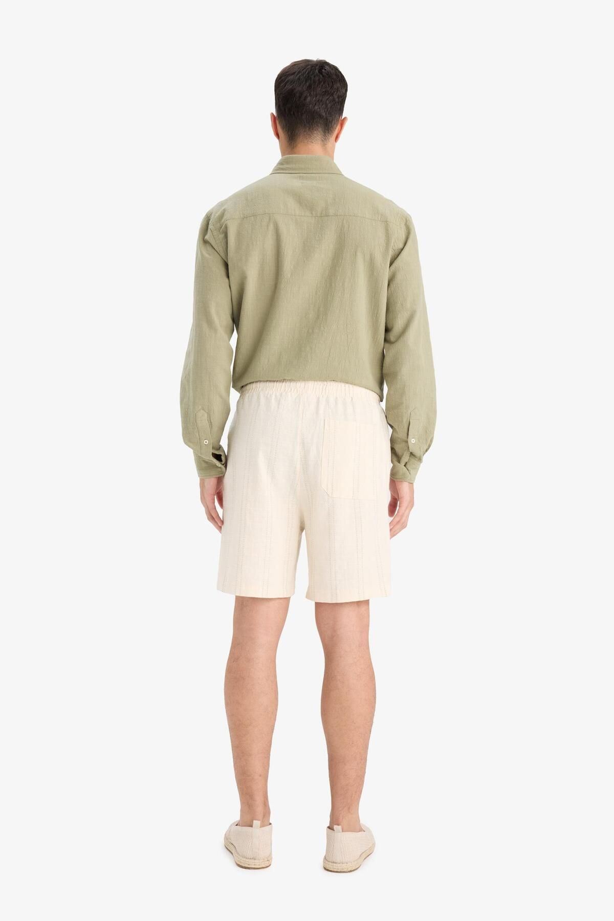 DeFacto-Regular Fit Textured Bermuda Shorts E2234Ax25Sm 6
