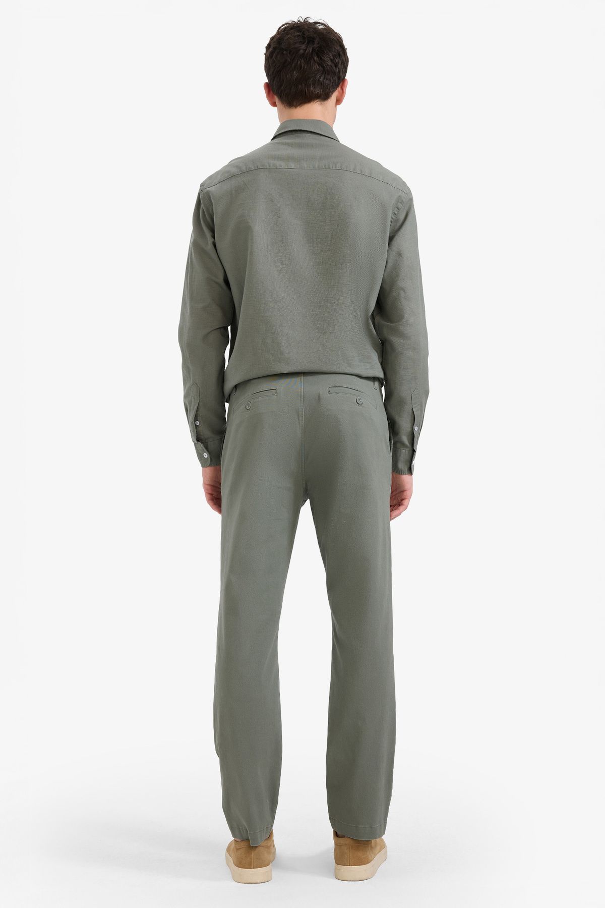 DeFacto-Regular Fit Regular Cut Summer Straight Leg Chino Canvas Trousers D7349Ax25Sp 6