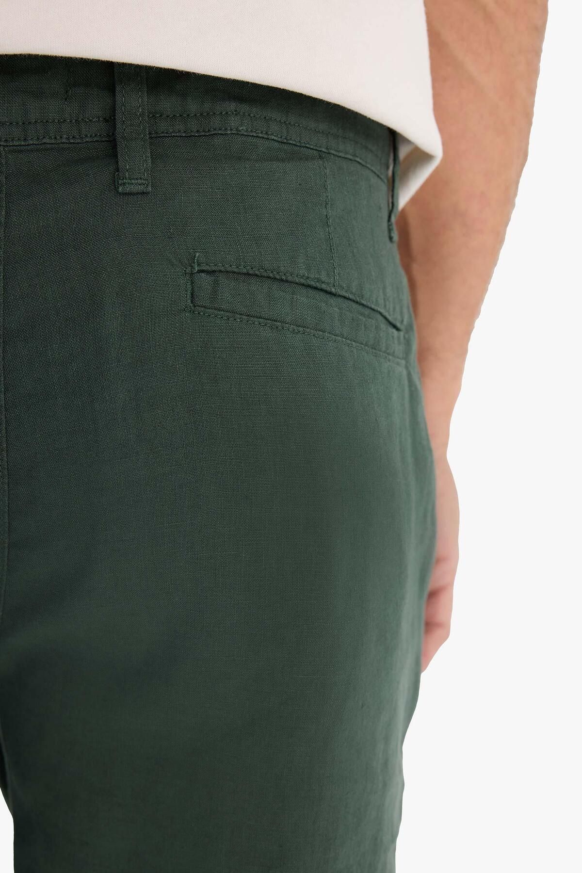 DeFacto-100% Linen Regular Fit Summer Bermuda Shorts D9931Ax25Sm 7